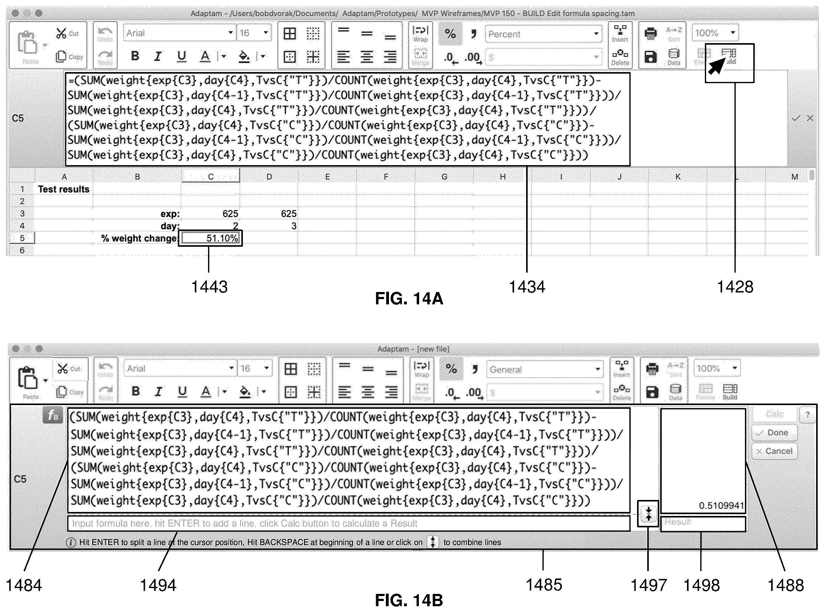 Patent US11836444 Figure 14 – Methods and systems for constructing a complex formula in a spreadsheet cell