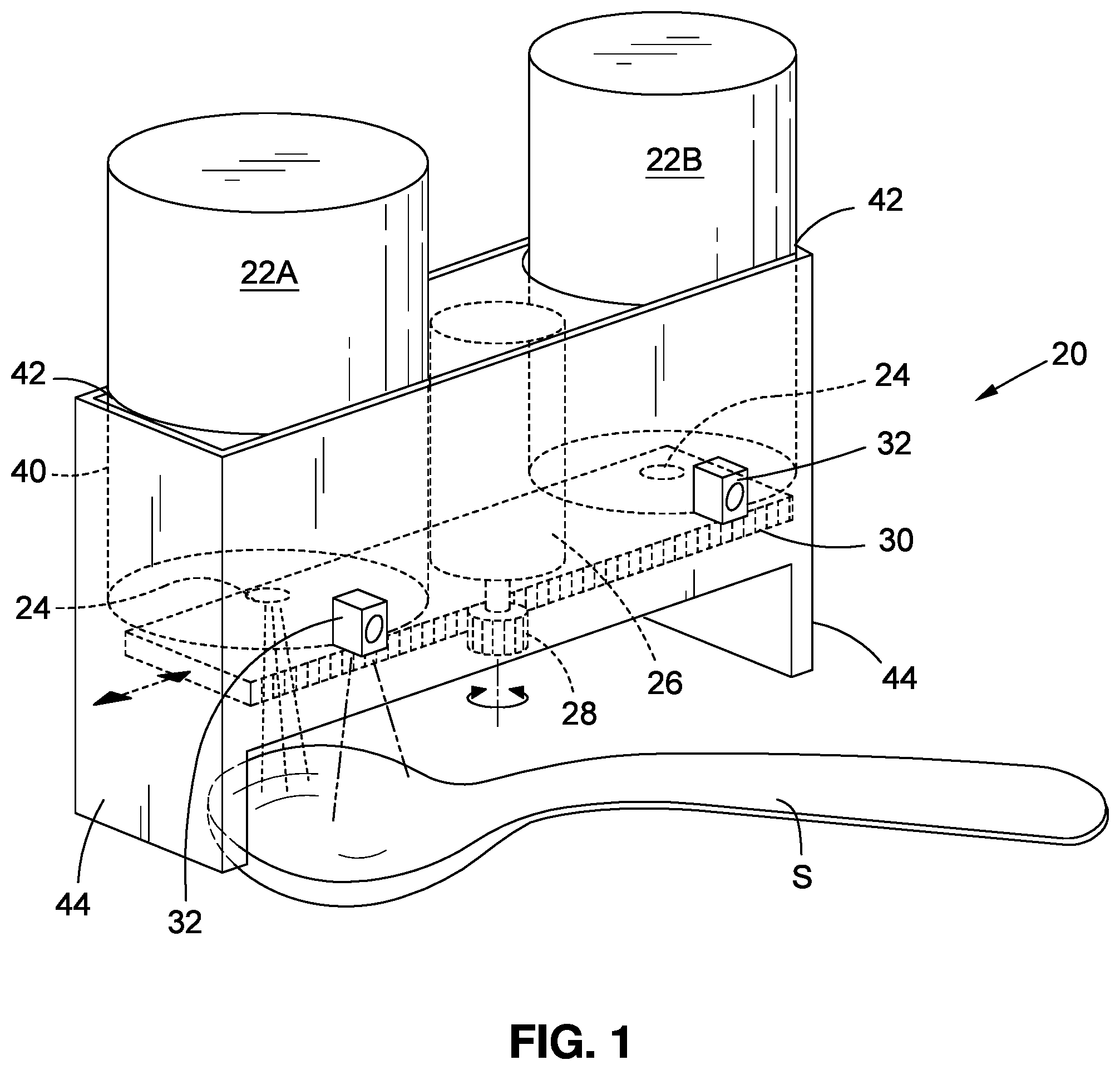 Patent US11836568 Figure 1 – Contactless condiment dispenser
