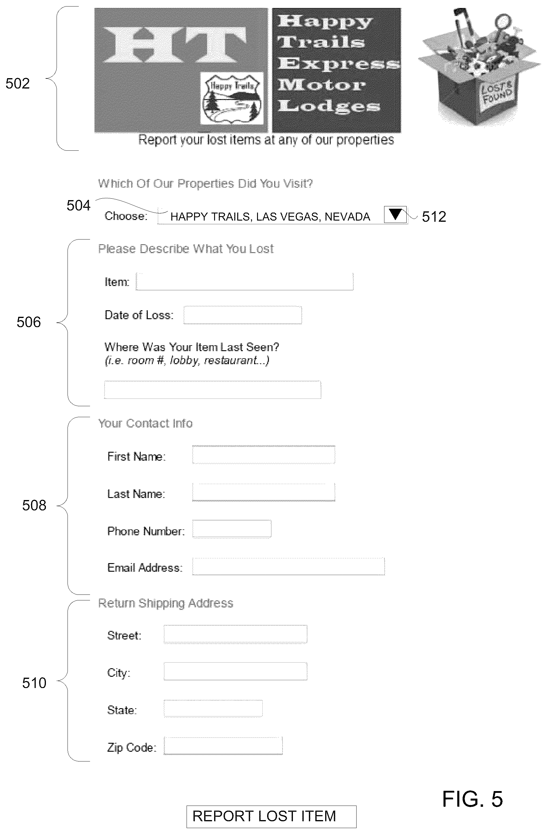 Patent US11836649 Figure 5 – Lost item recovery with reporting and notifying system
