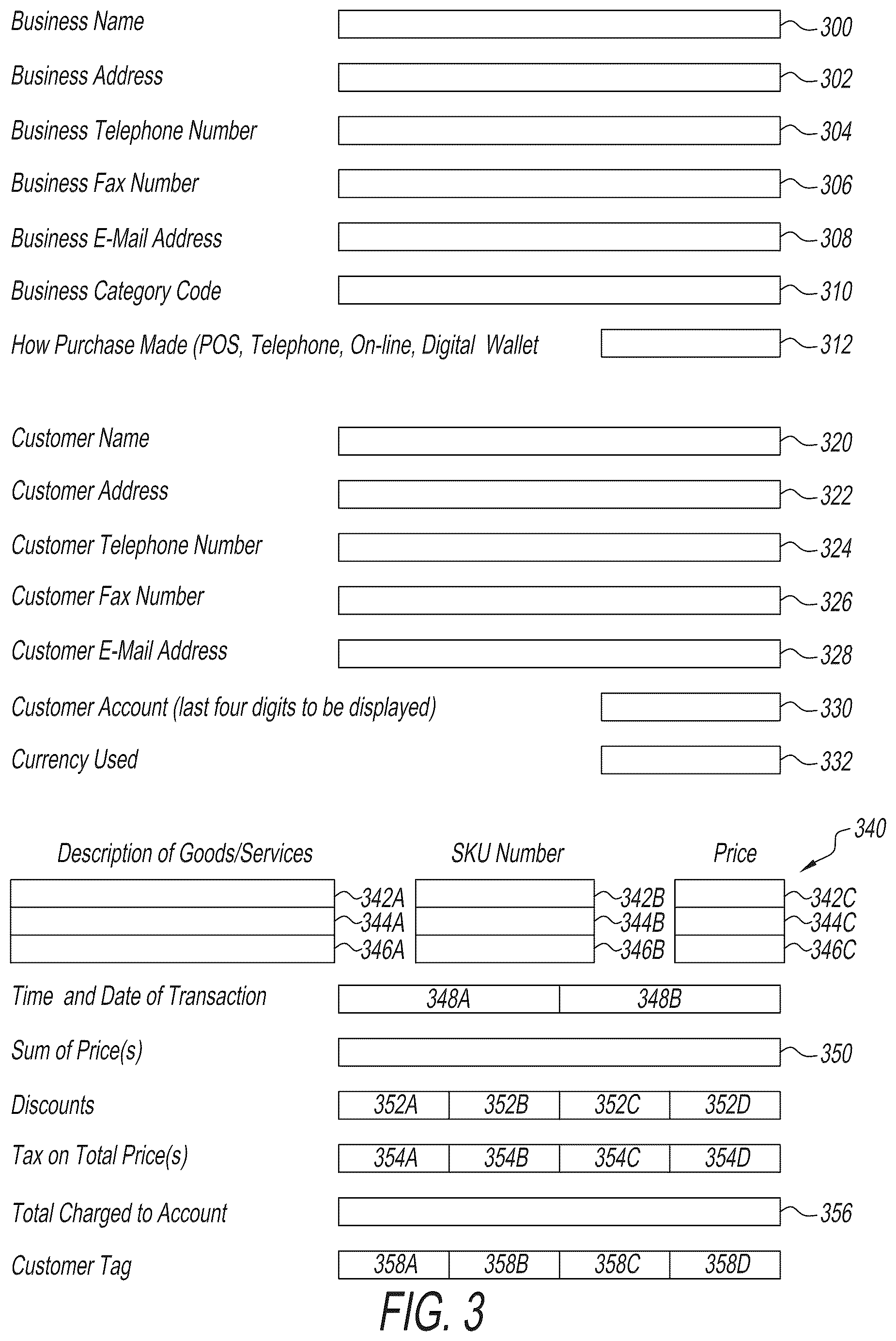 Patent US11836771 Figure 3 – System and method for generating and storing digital receipts for electronic shopping