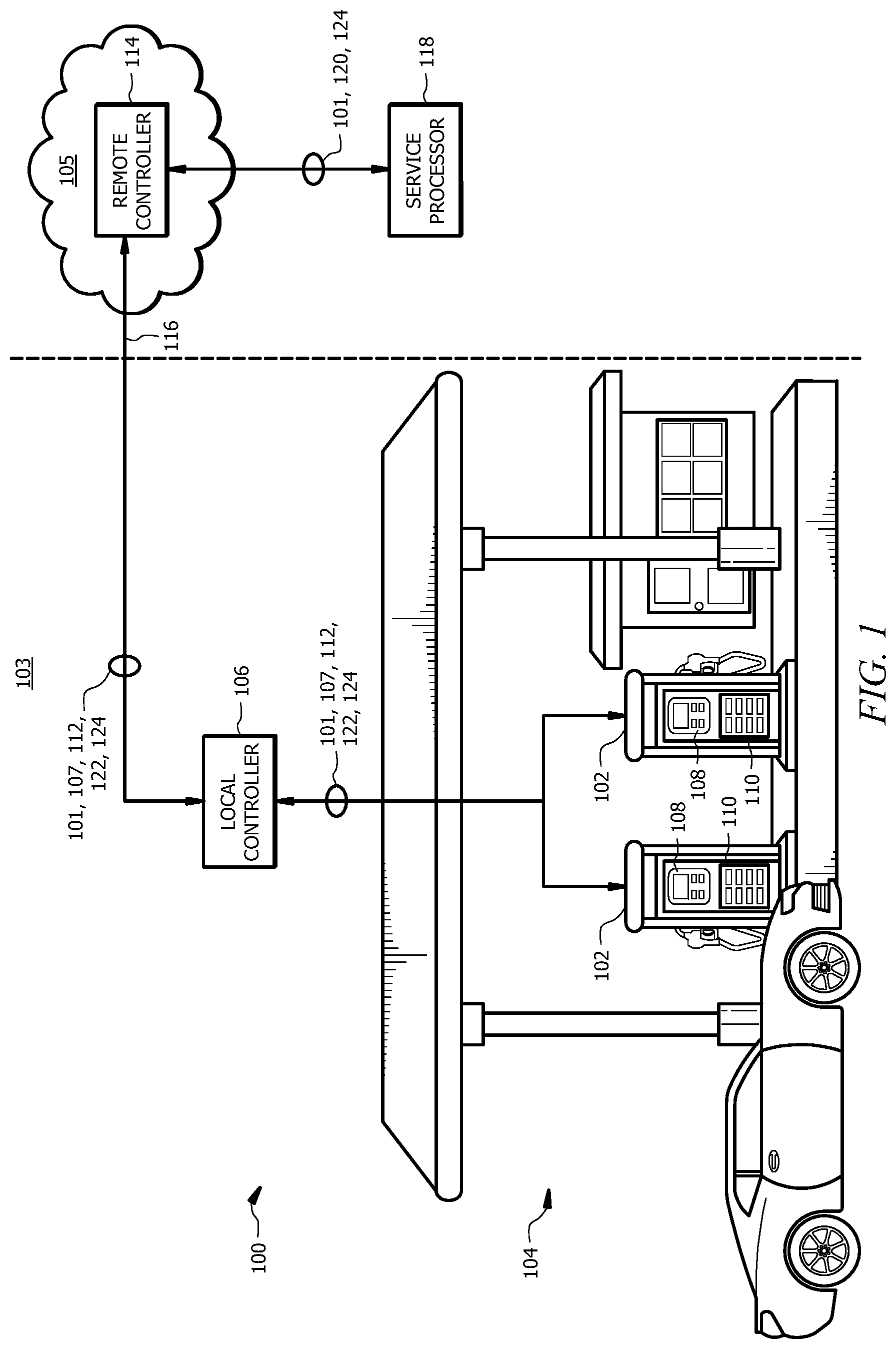 Patent US11836815 Figure 1 – Network-enabled fuel dispensing system