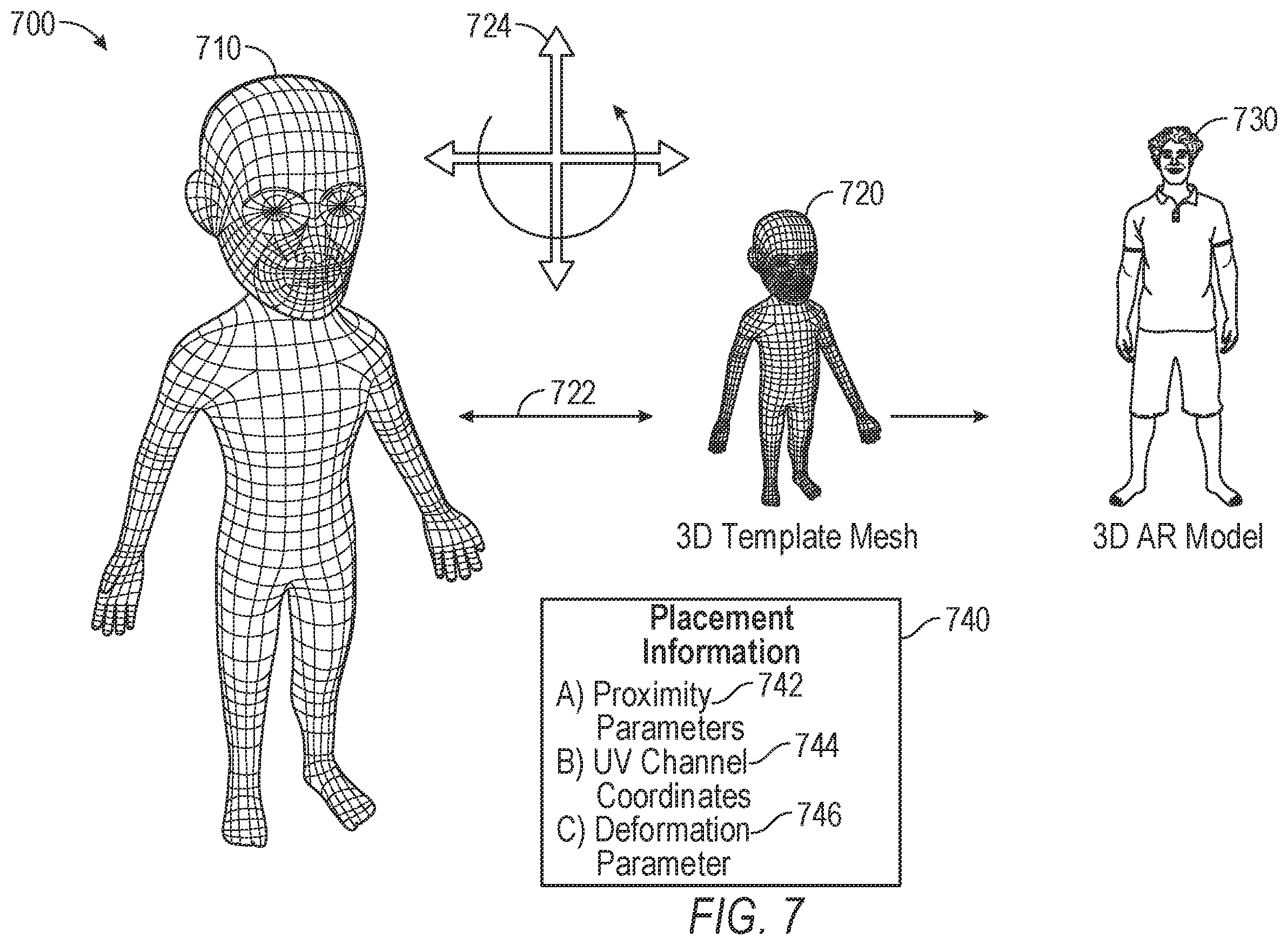 Patent US11836866 Figure 7 – Deforming real-world object using an external mesh