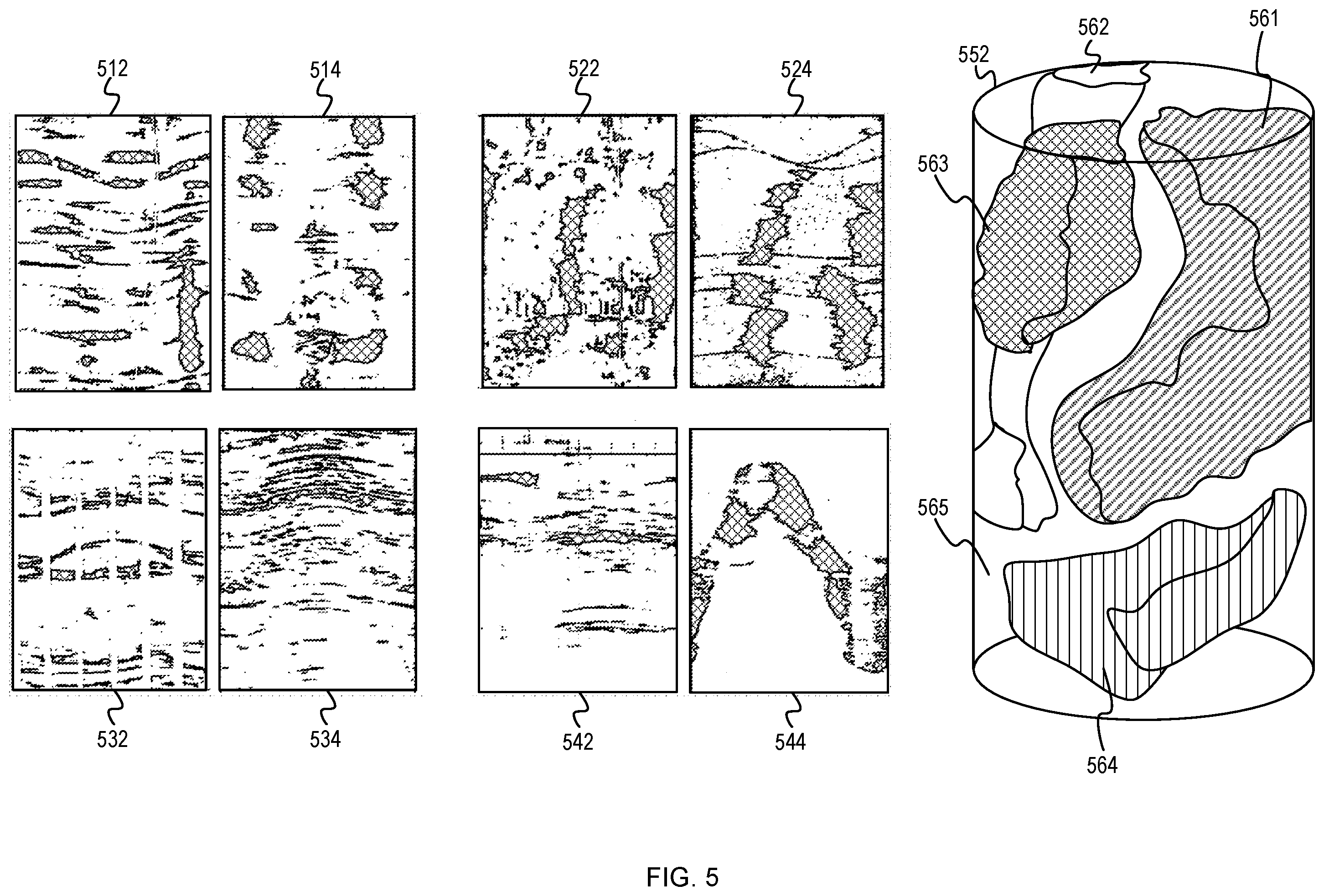 Patent US11836927 Figure 5 – Borehole coring reconstructions using borehole scans