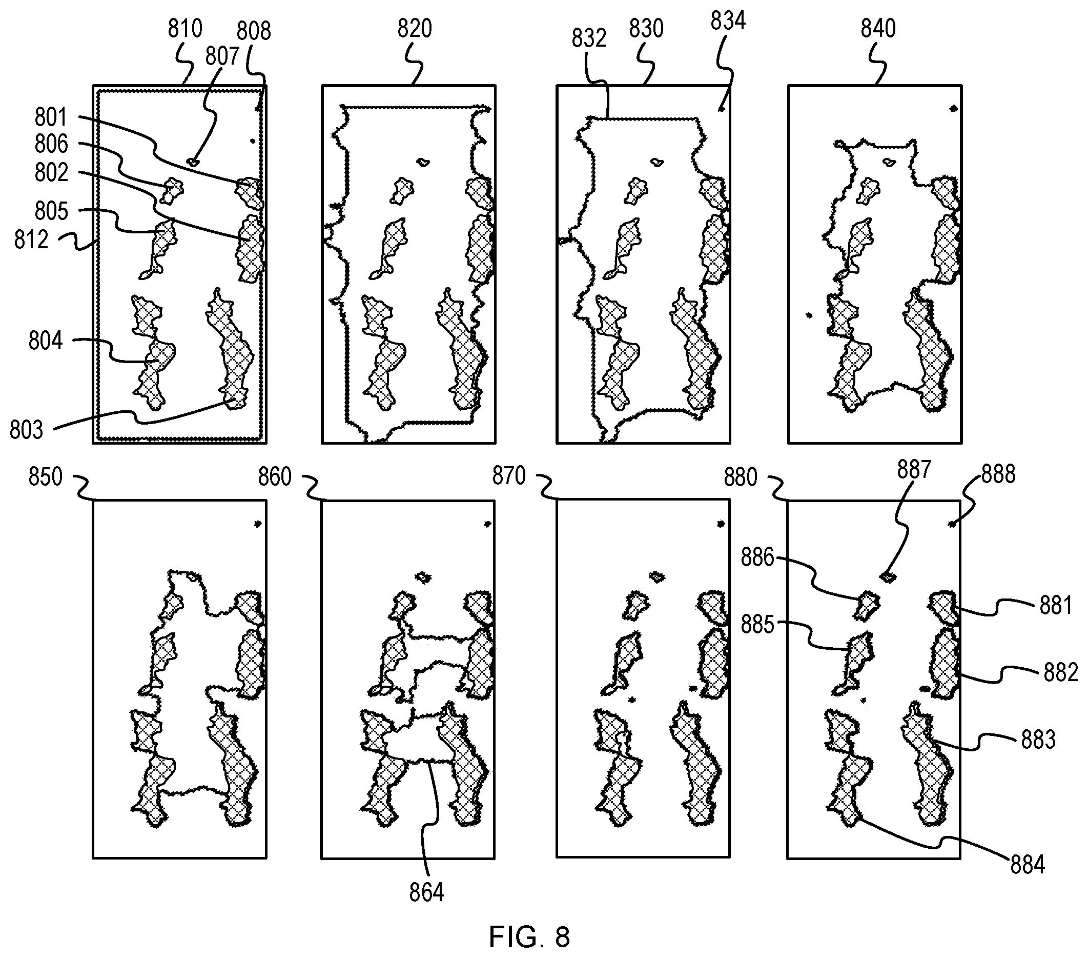 Patent US11836927 Figure 8 – Borehole coring reconstructions using borehole scans