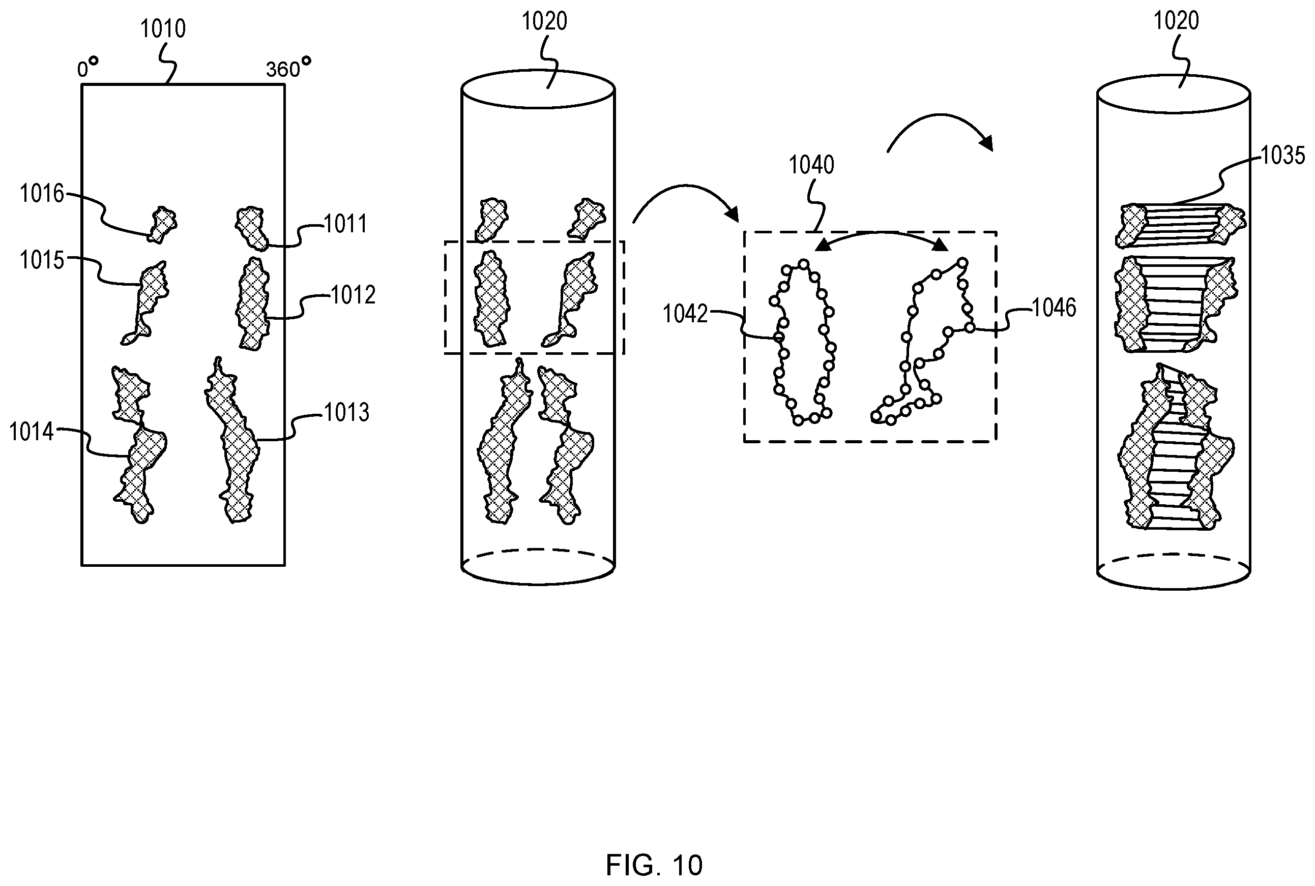 Patent US11836927 Figure 10 – Borehole coring reconstructions using borehole scans