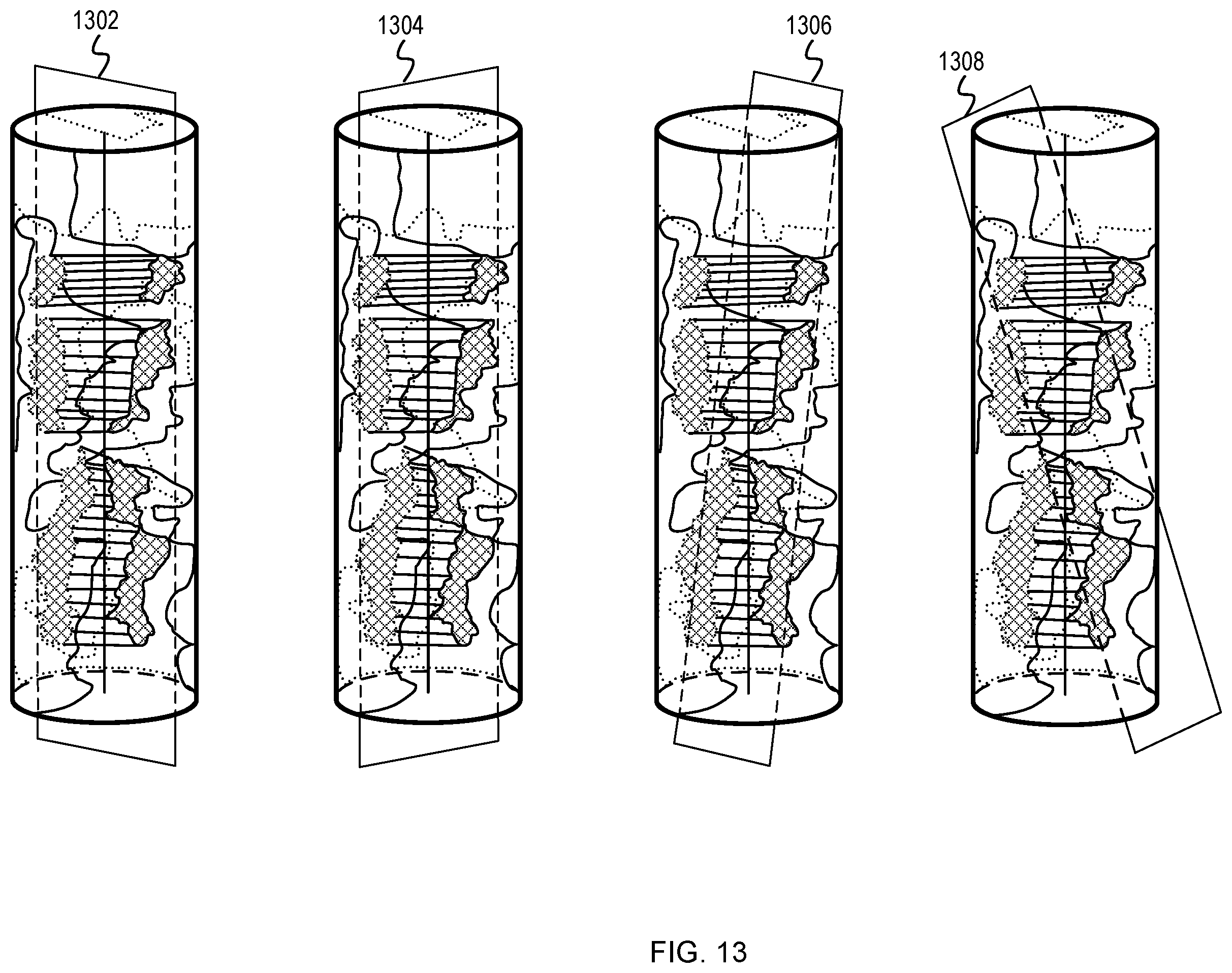 Patent US11836927 Figure 13 – Borehole coring reconstructions using borehole scans