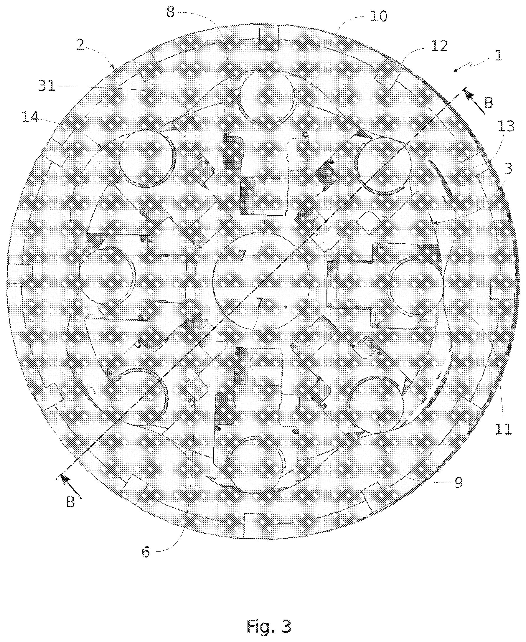 Patent US11841009 Figure 2 – Hydrostatic machine comprising a cam ring with adjacent bearings of same outer diameter, and manufacturing method