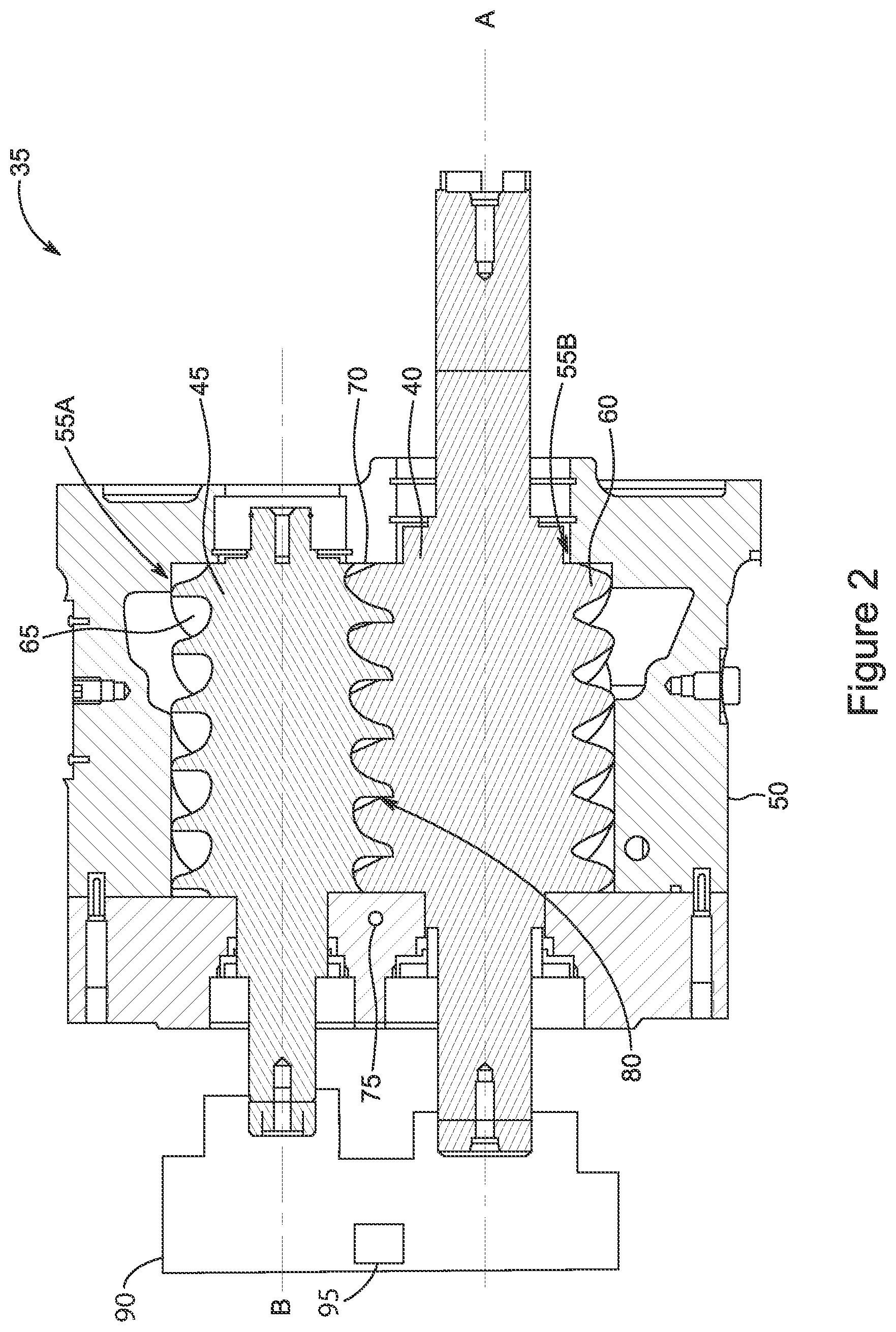 Patent US11841020 Figure 2 – Variable volume ratio screw compressor