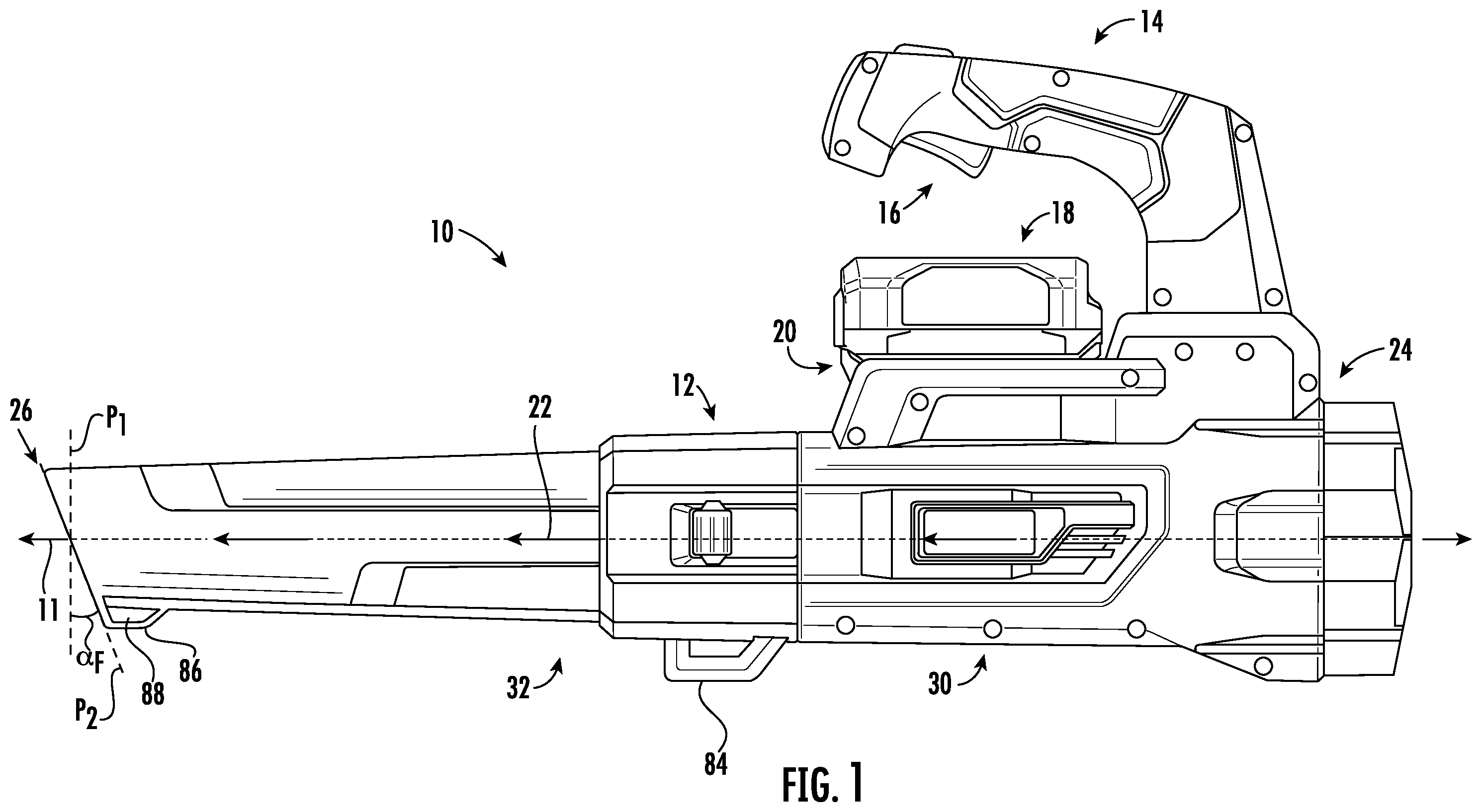 Patent US11841023 Figure 1 – Blowers having noise reduction features