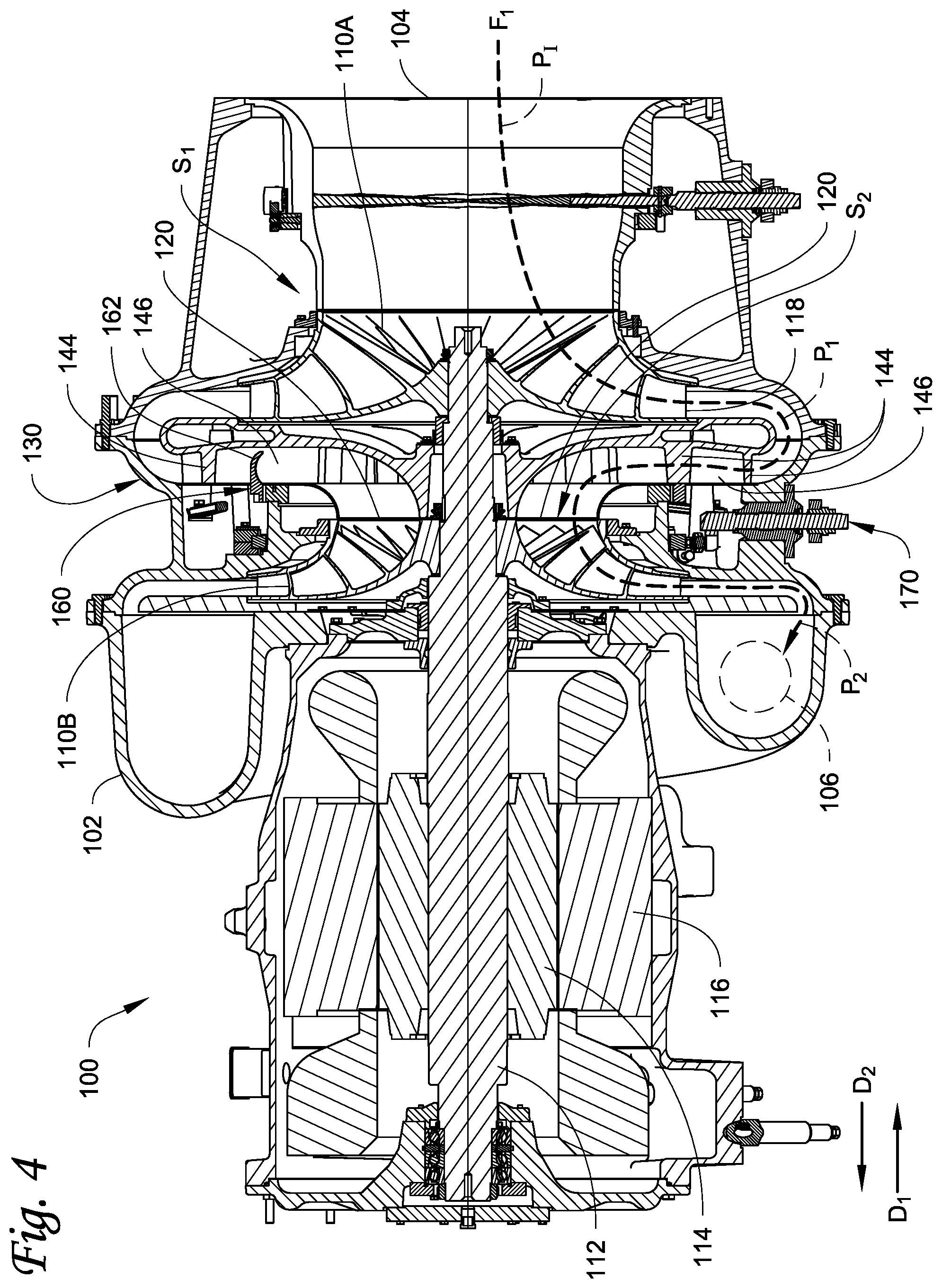 Patent US11841026 Figure 4 – Compressor interstage throttle, and method of operating therof