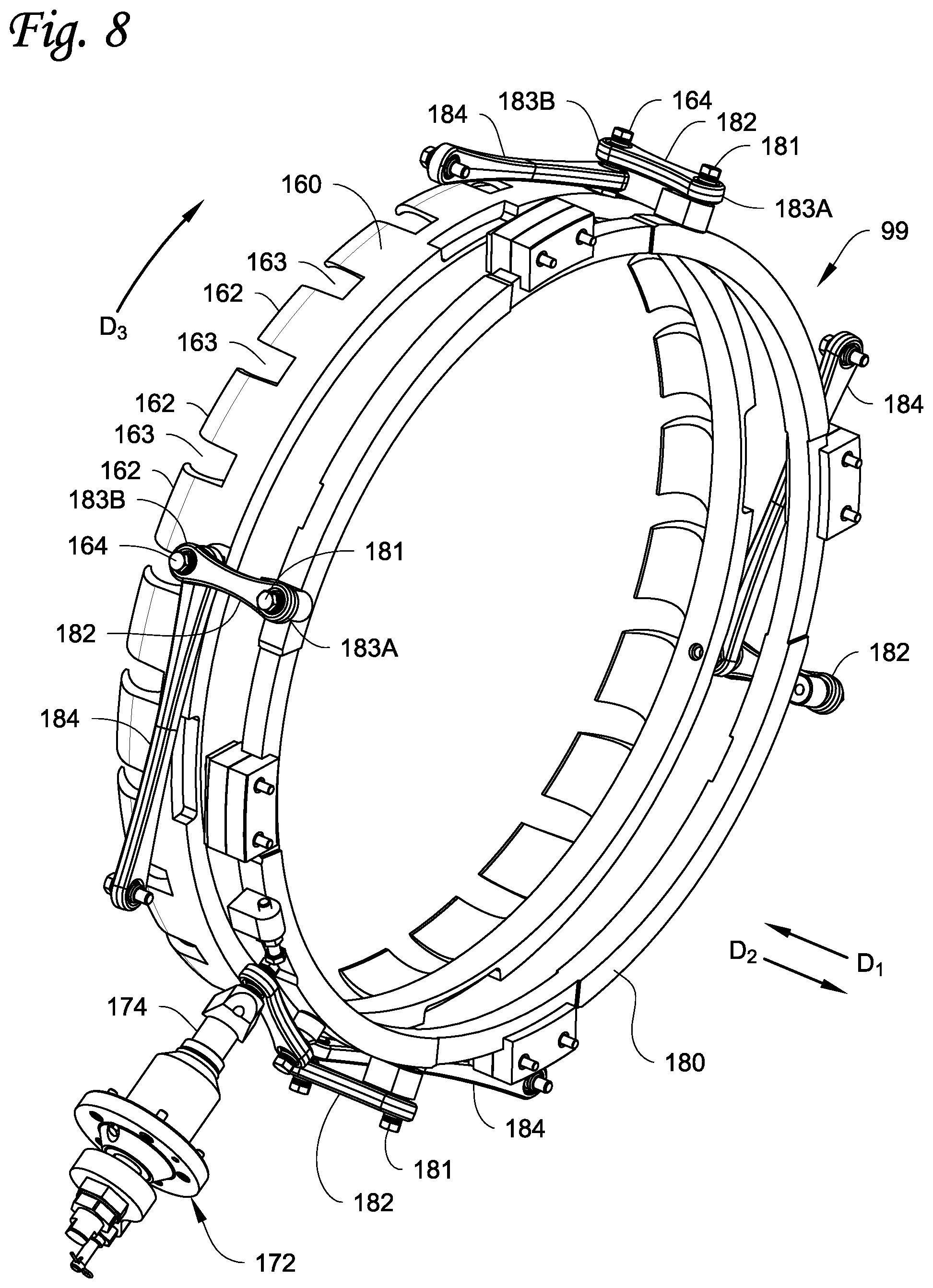 Patent US11841026 Figure 8 – Compressor interstage throttle, and method of operating therof
