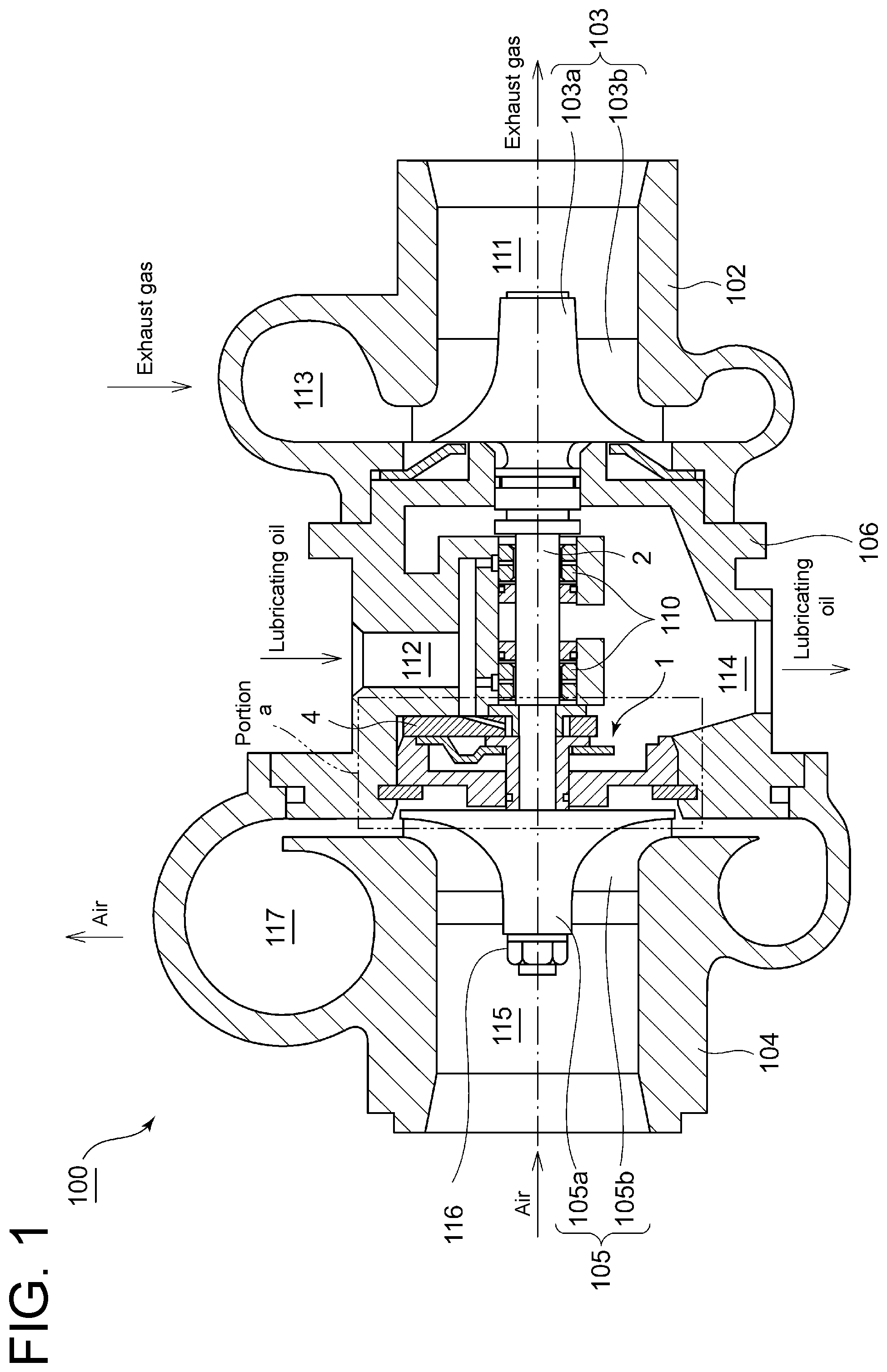 Patent US11841028 Figure 1 – Thrust bearing device and turbocharger