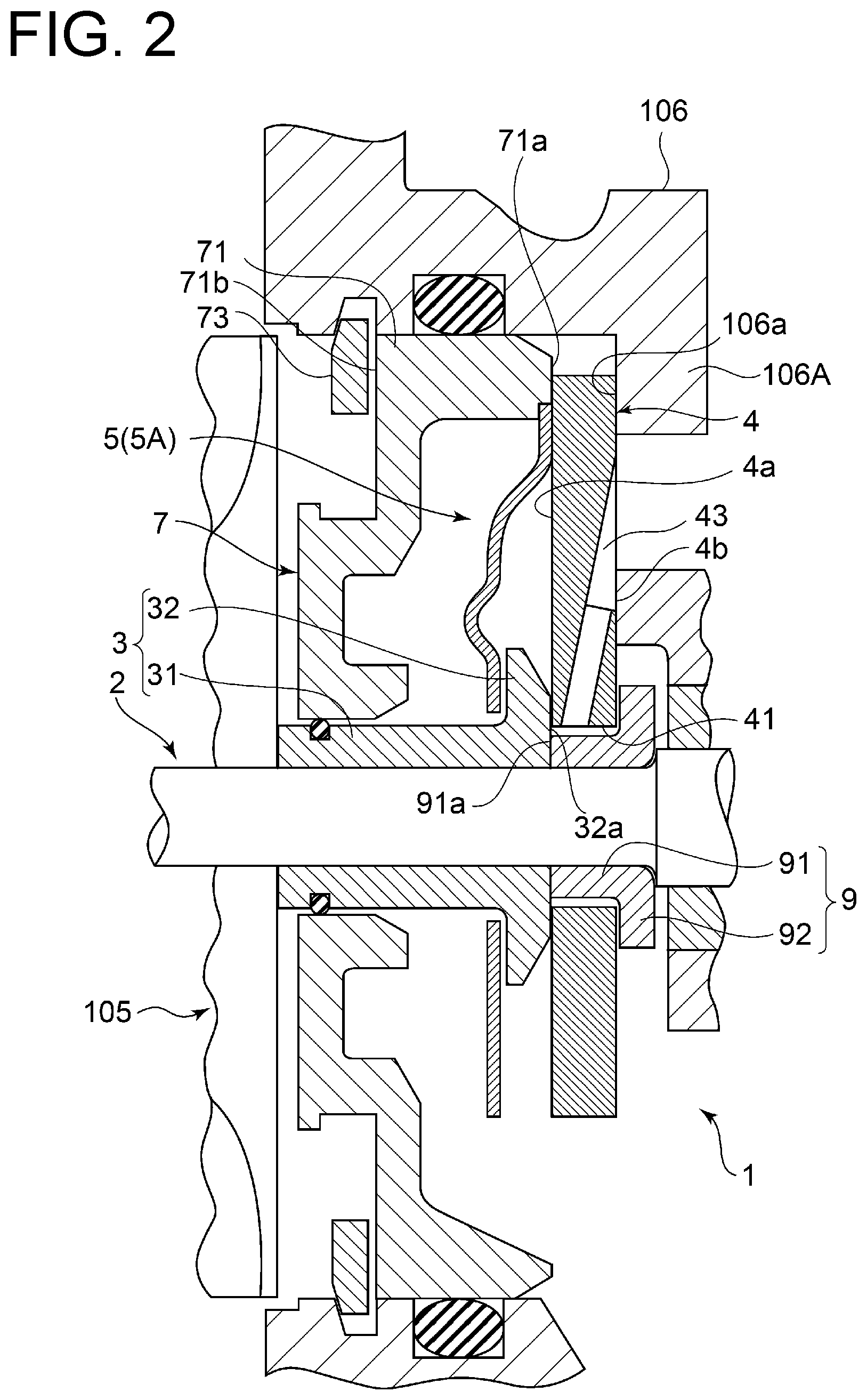 Patent US11841028 Figure 2 – Thrust bearing device and turbocharger