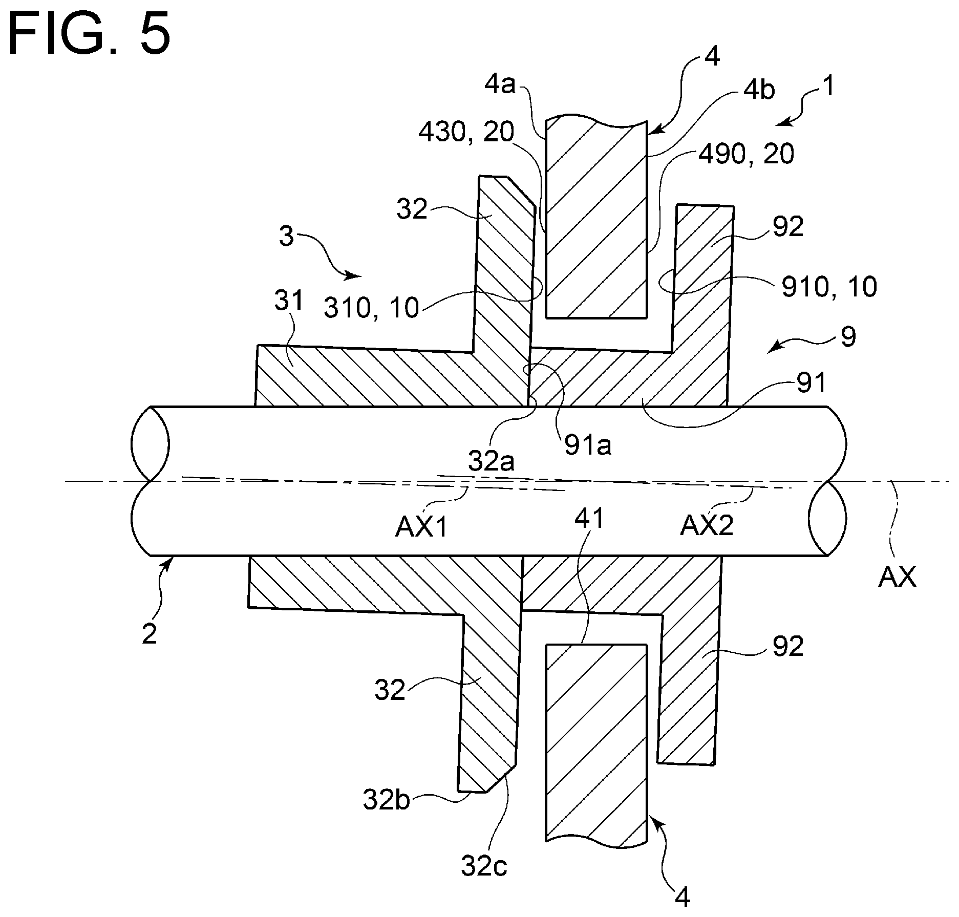 Patent US11841028 Figure 5 – Thrust bearing device and turbocharger