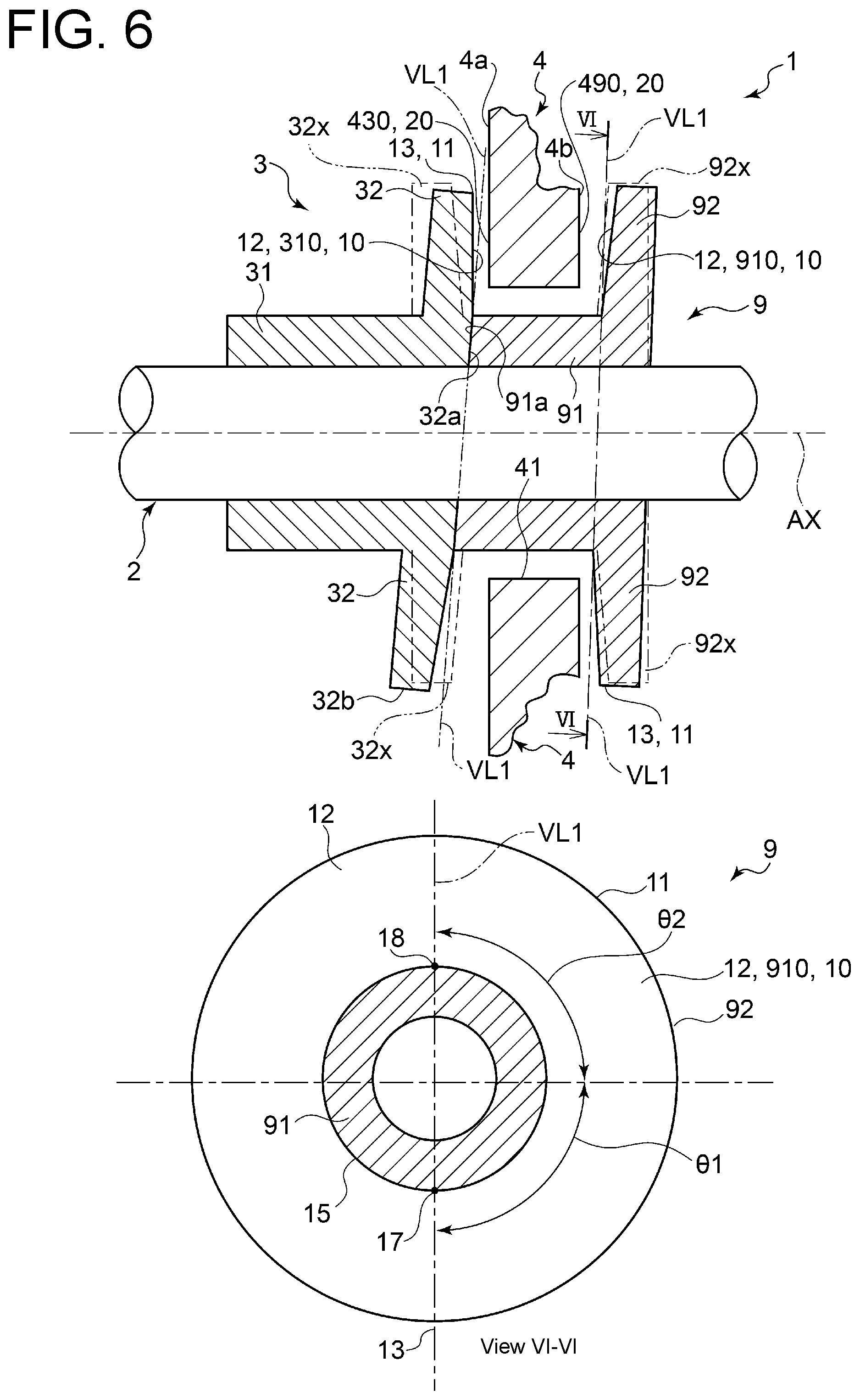 Patent US11841028 Figure 6 – Thrust bearing device and turbocharger