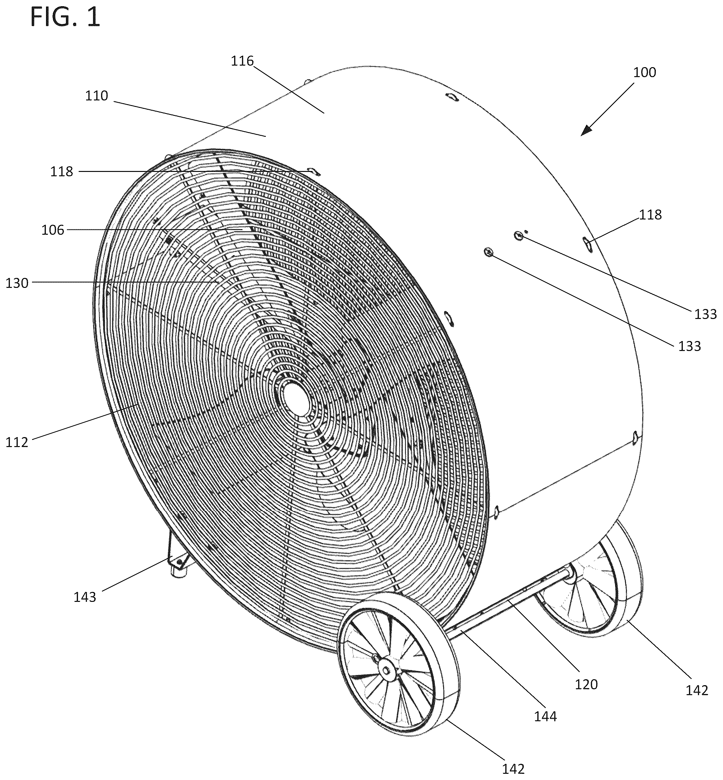 Patent US11841032 Figure 1 – Fan assembly with components for quick assembly