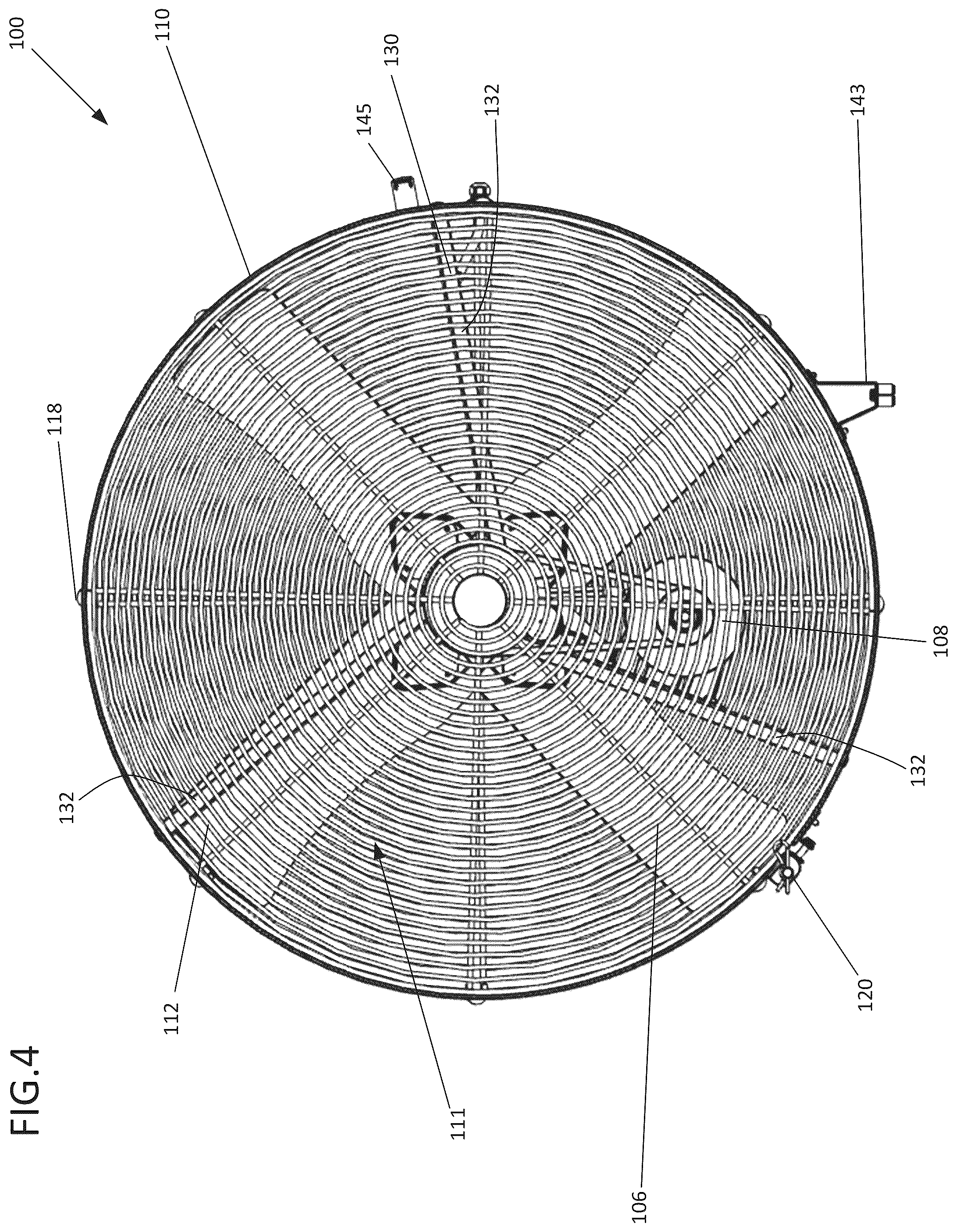 Patent US11841032 Figure 4 – Fan assembly with components for quick assembly