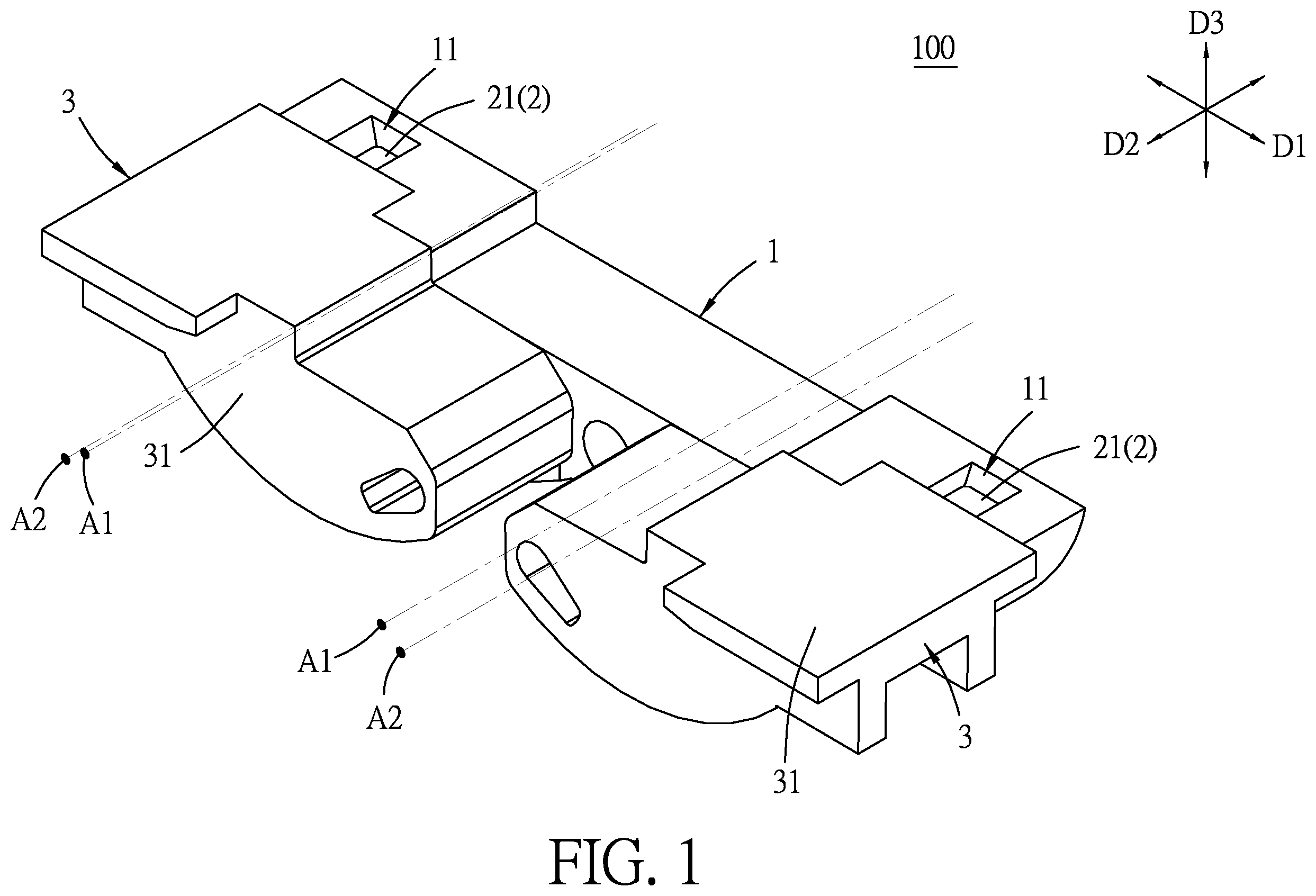 Patent US11841046 Figure 1 – Hinge for a foldable electronic device with a flexible display