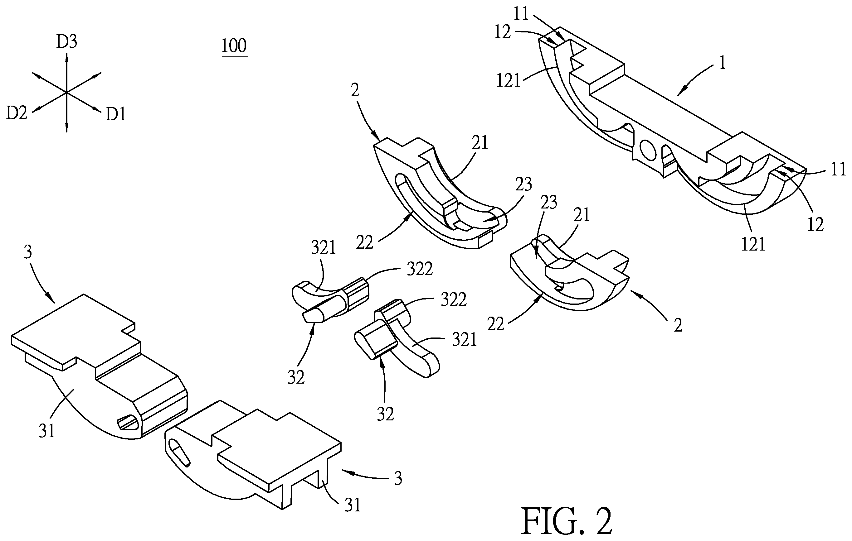Patent US11841046 Figure 2 – Hinge for a foldable electronic device with a flexible display