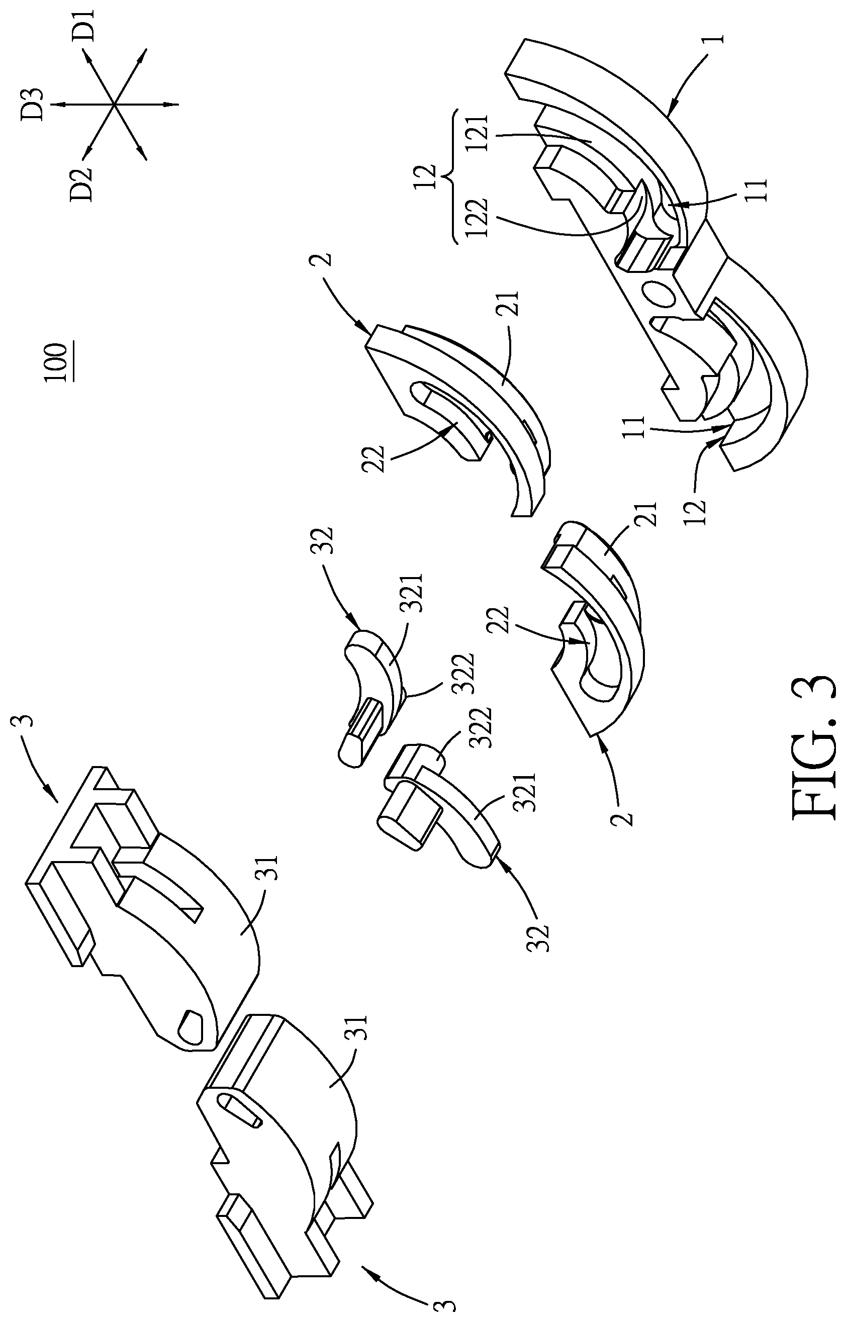 Patent US11841046 Figure 3 – Hinge for a foldable electronic device with a flexible display