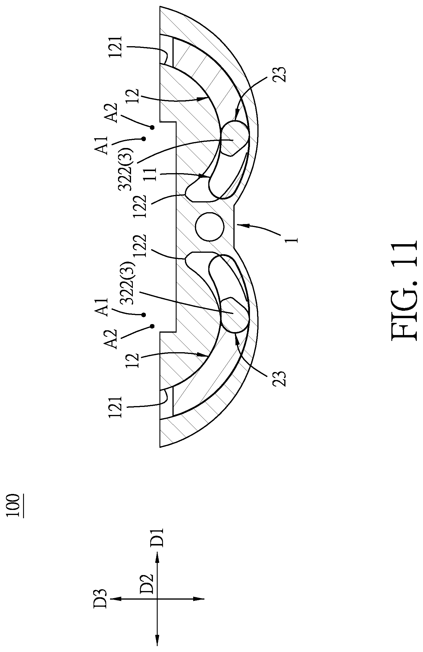 Patent US11841046 Figure 11 – Hinge for a foldable electronic device with a flexible display