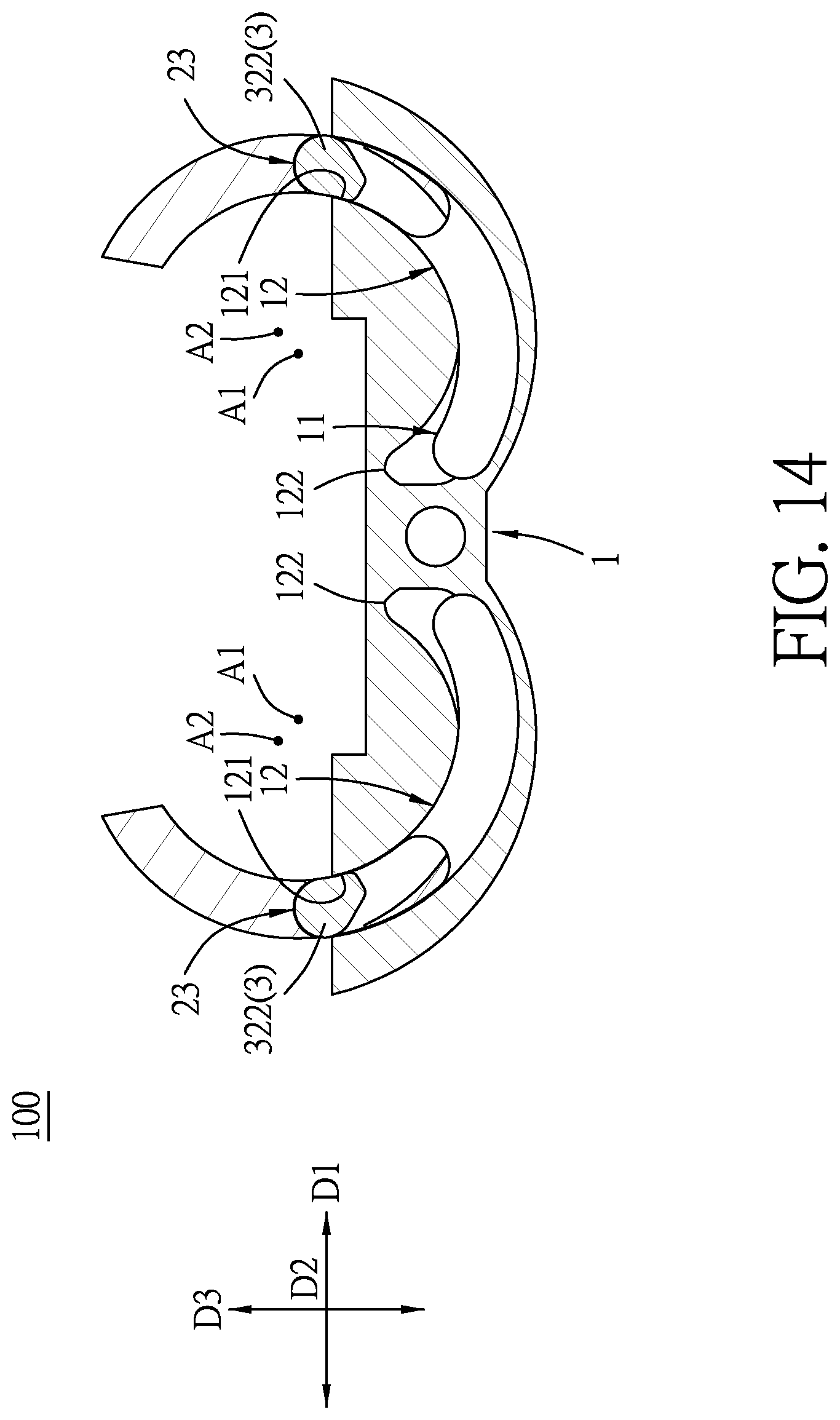 Patent US11841046 Figure 14 – Hinge for a foldable electronic device with a flexible display