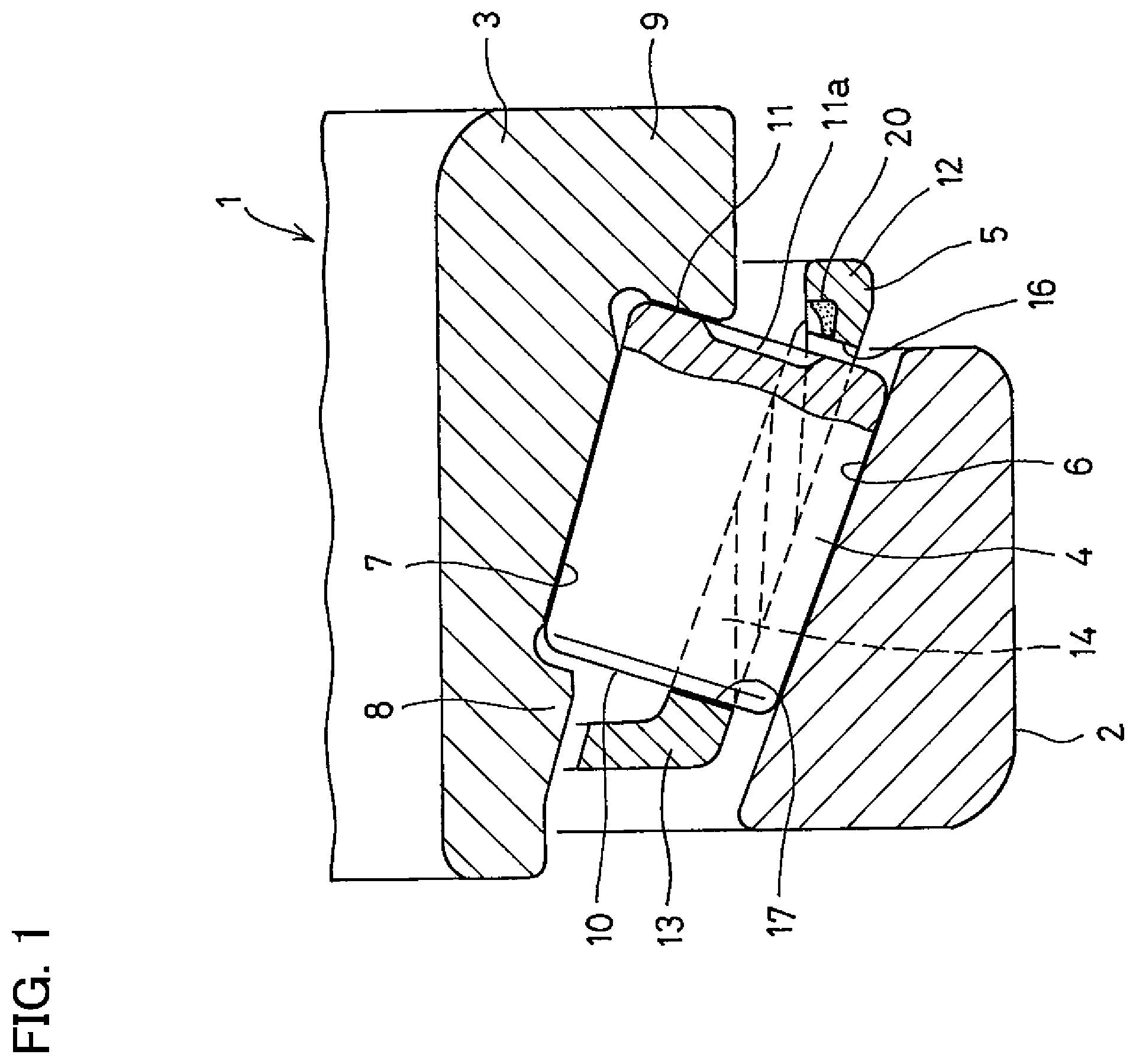 Patent US11841051 Figure 1 – Tapered roller bearing