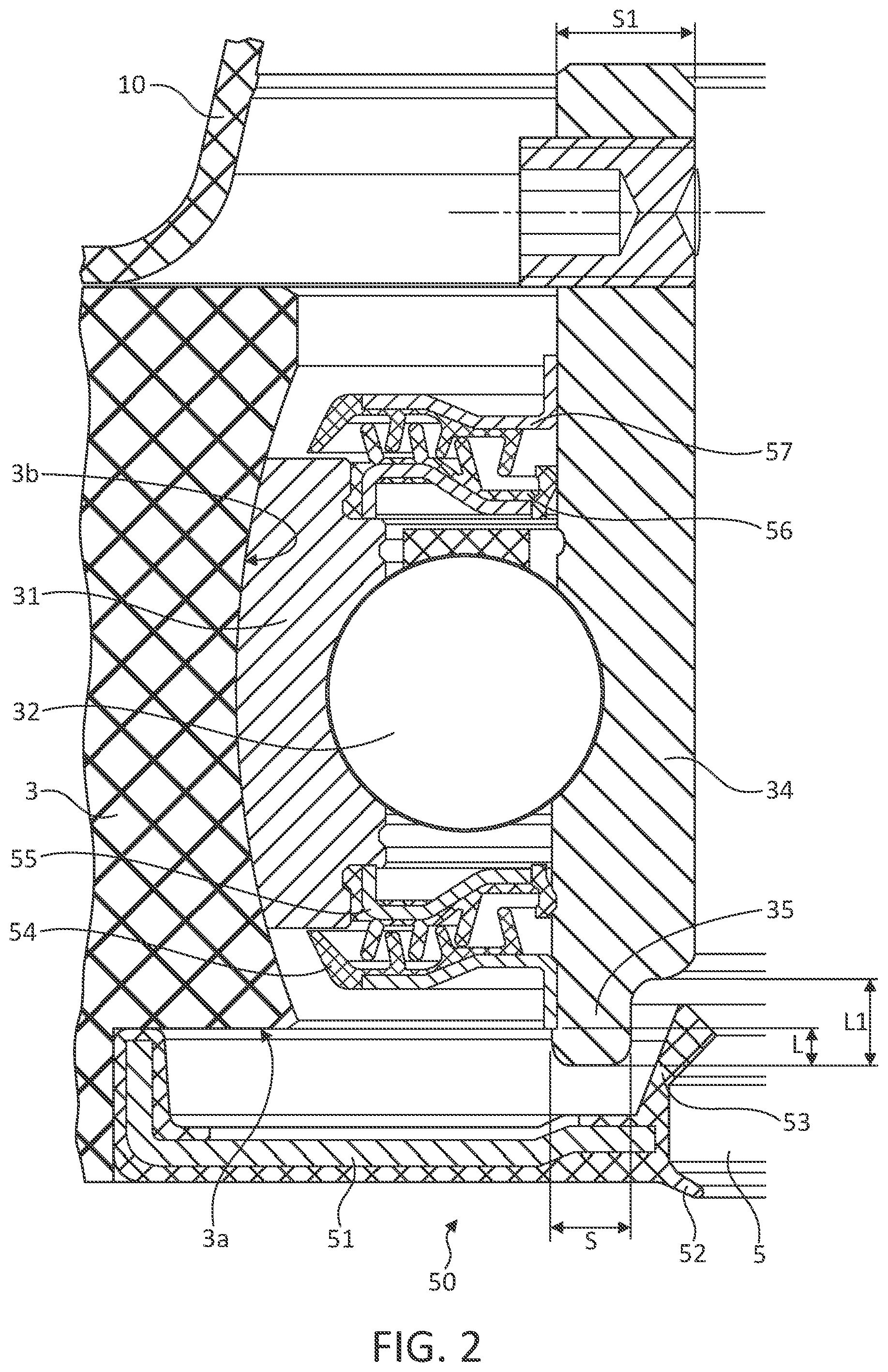 Patent US11841052 Figure 2 – Support assembly for food applications having an improved inner seal