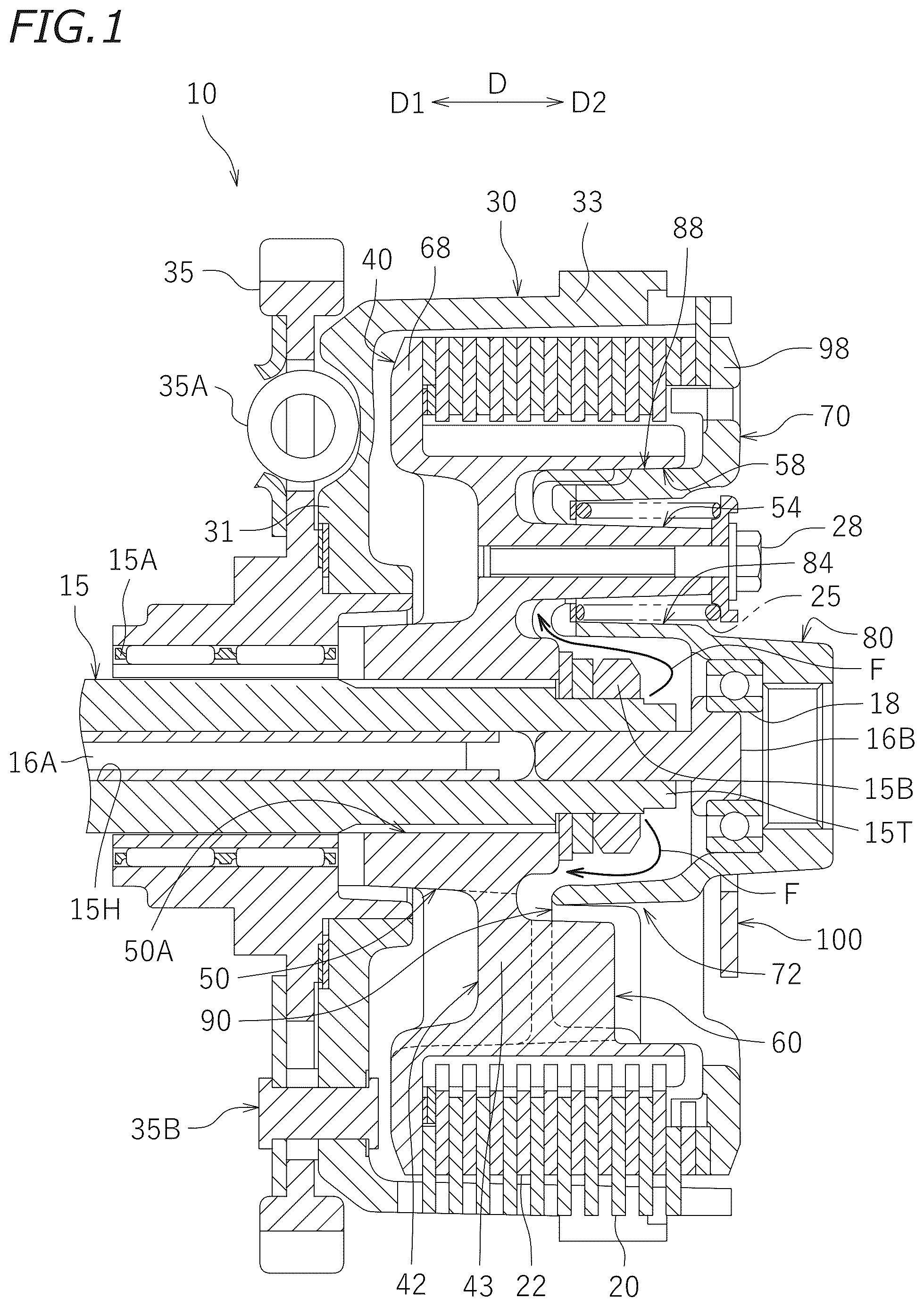 Patent US11841054 Figure 1 – Clutch device