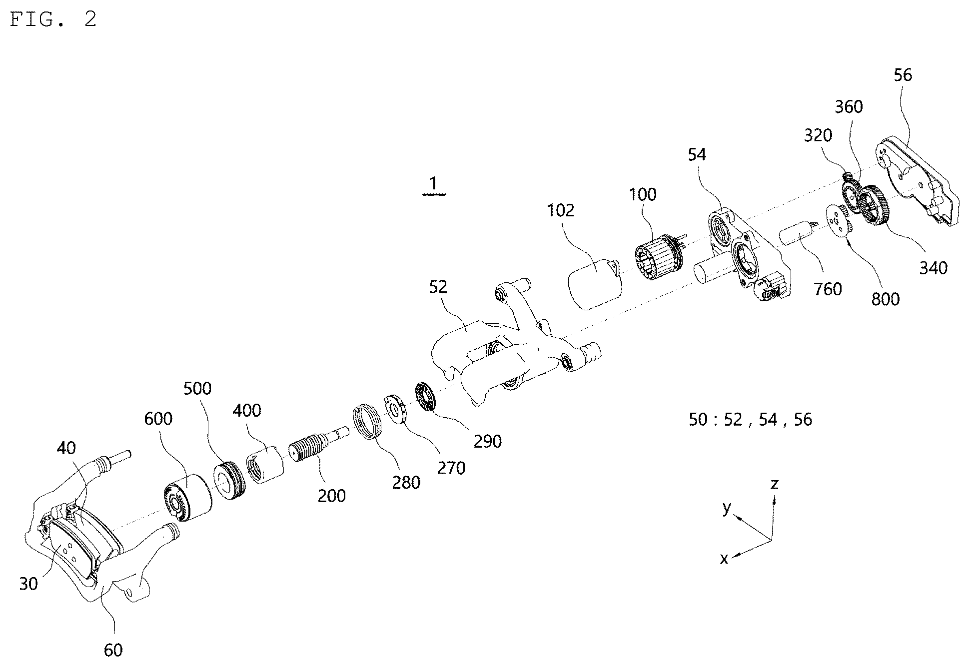 Patent US11841057 Figure 2 – Electro-mechanical brake and vehicle comprising the same