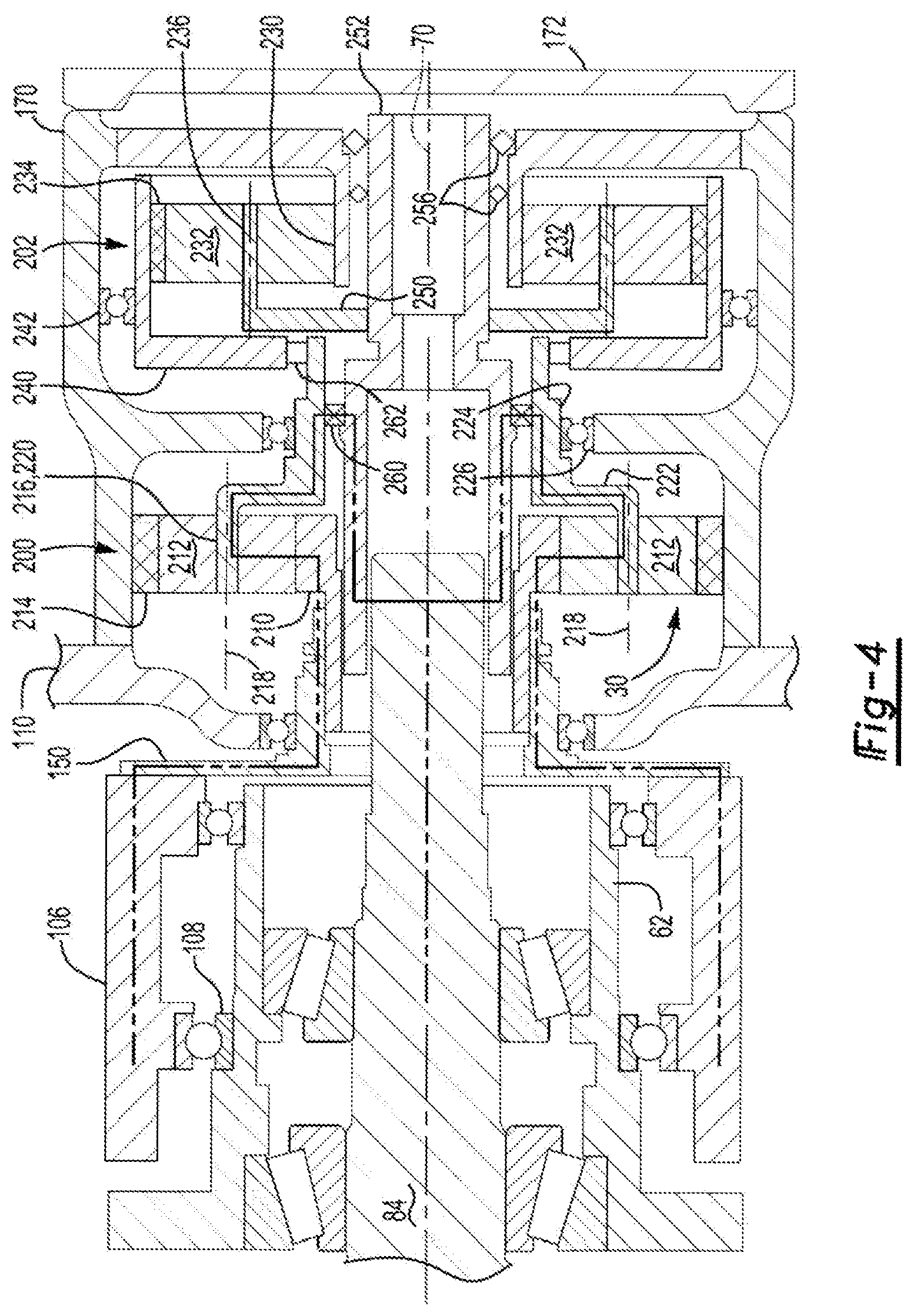 Patent US11841066 Figure 4 – Axle assembly having a gear reduction module with multiple gear sets