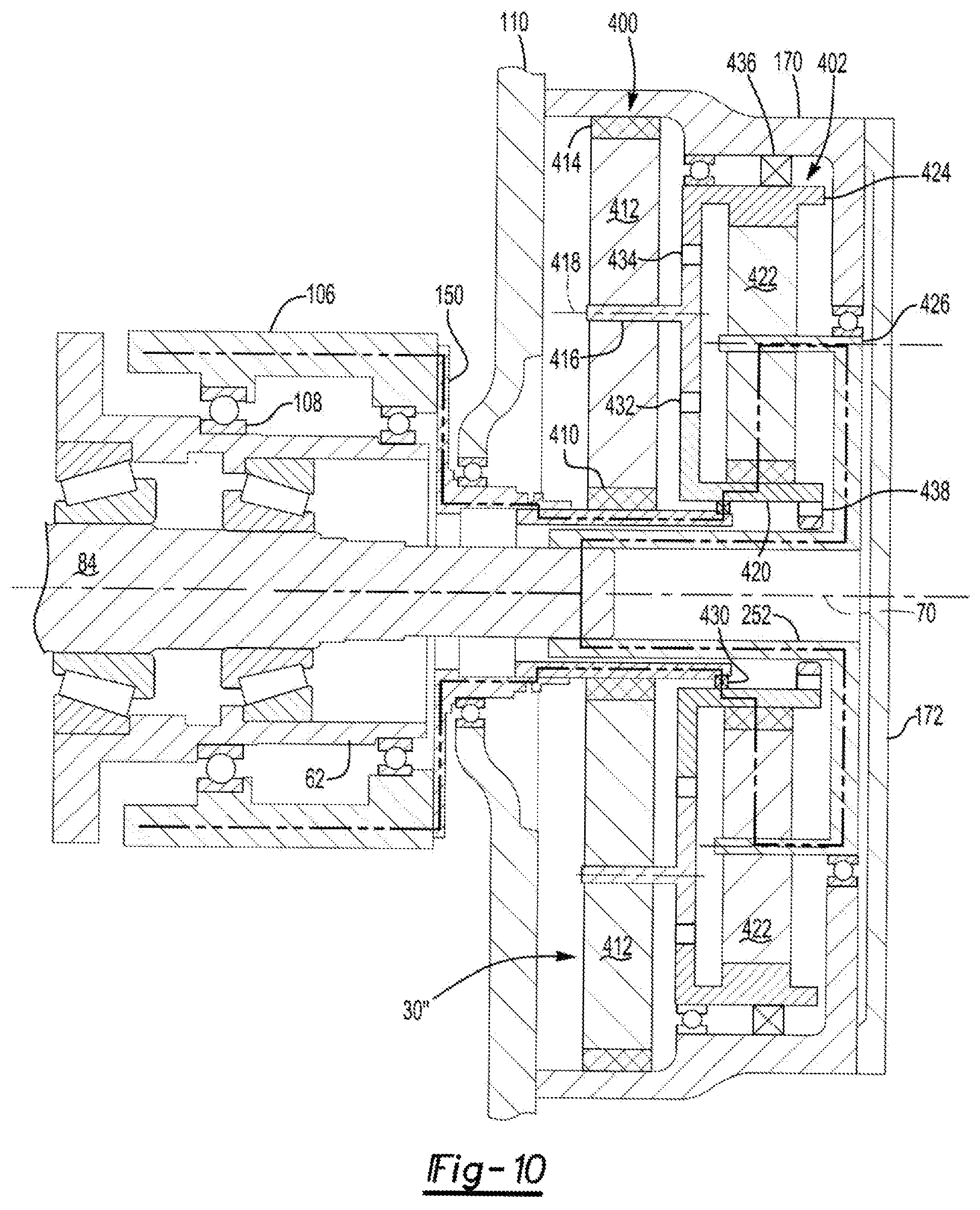 Patent US11841066 Figure 10 – Axle assembly having a gear reduction module with multiple gear sets