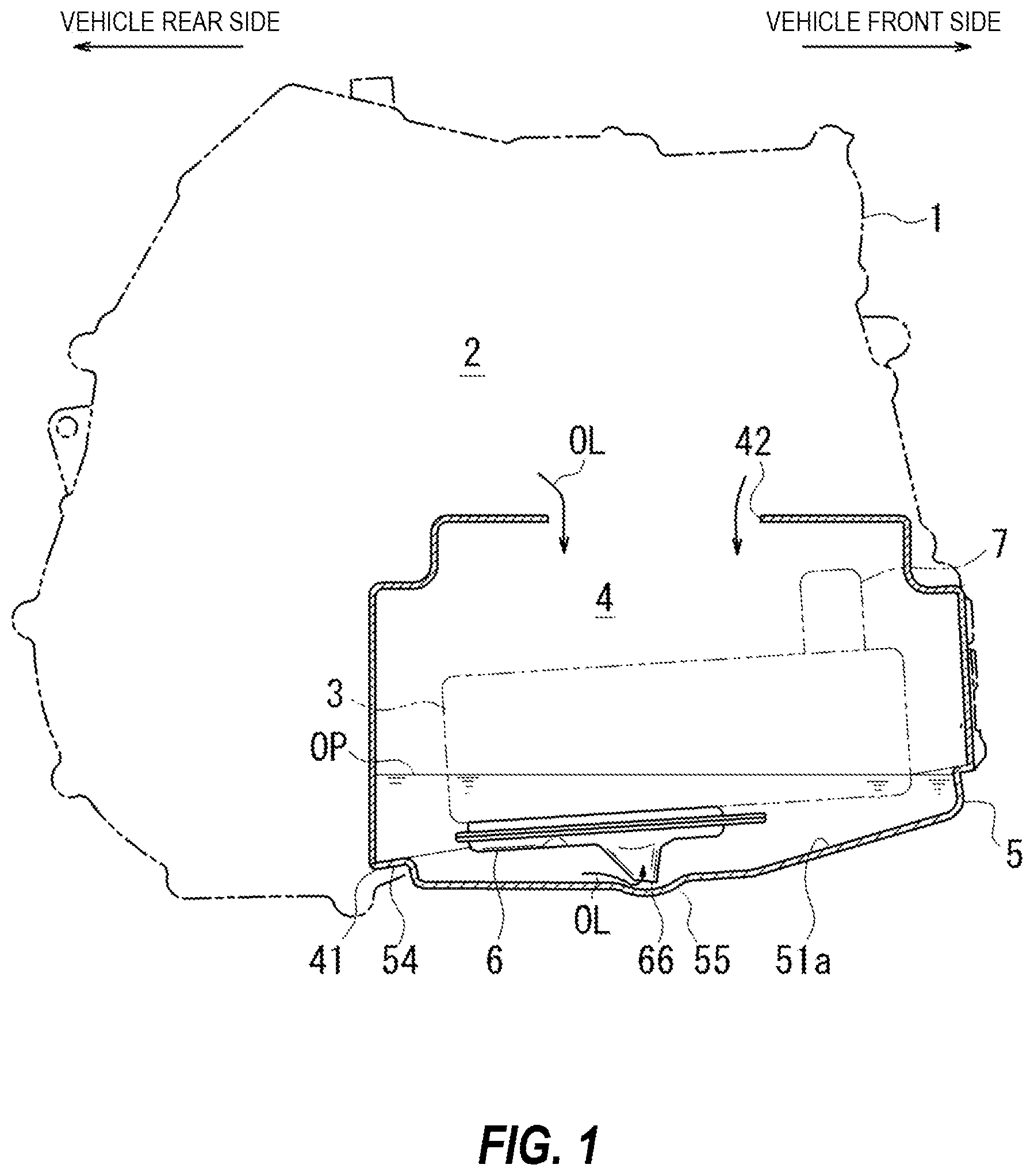 Patent US11841075 Figure 1 – Oil storage structure of transmission case