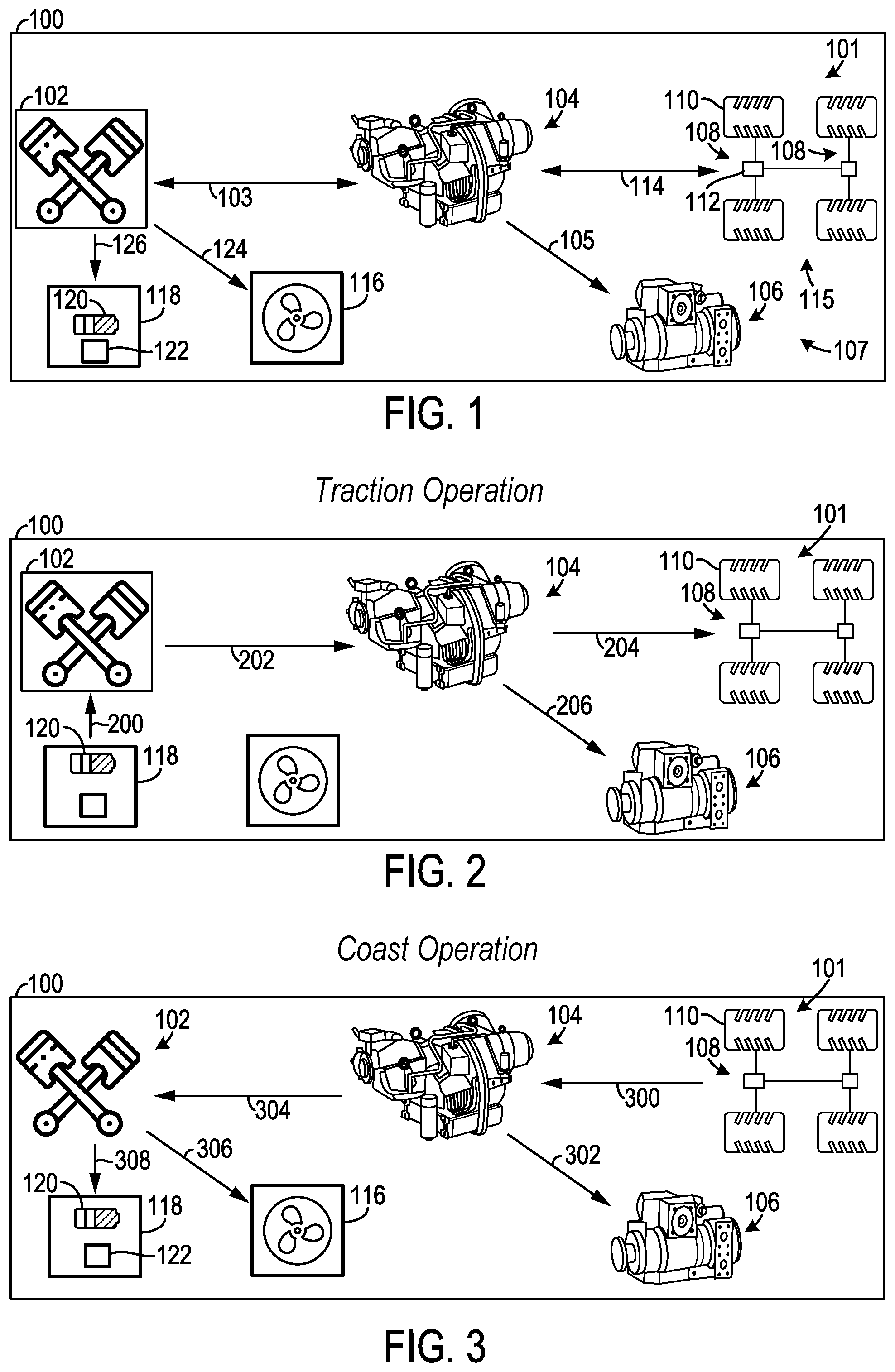 Patent US11841080 Figure 1 – Vehicle system with hydromechanical transmission and power management strategy