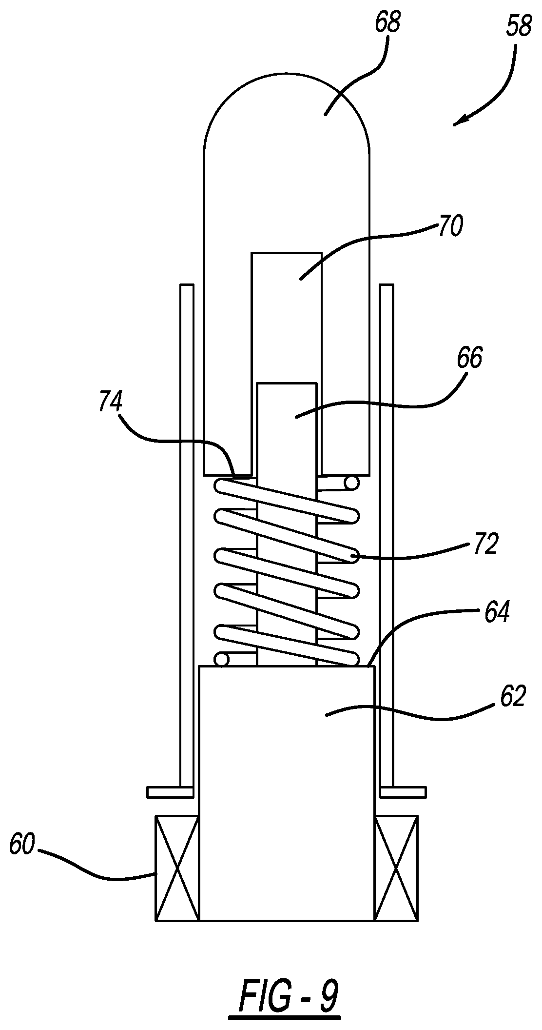 Patent US11841082 Figure 9 – Solenoid actuated locking pawl with compliance mechanism