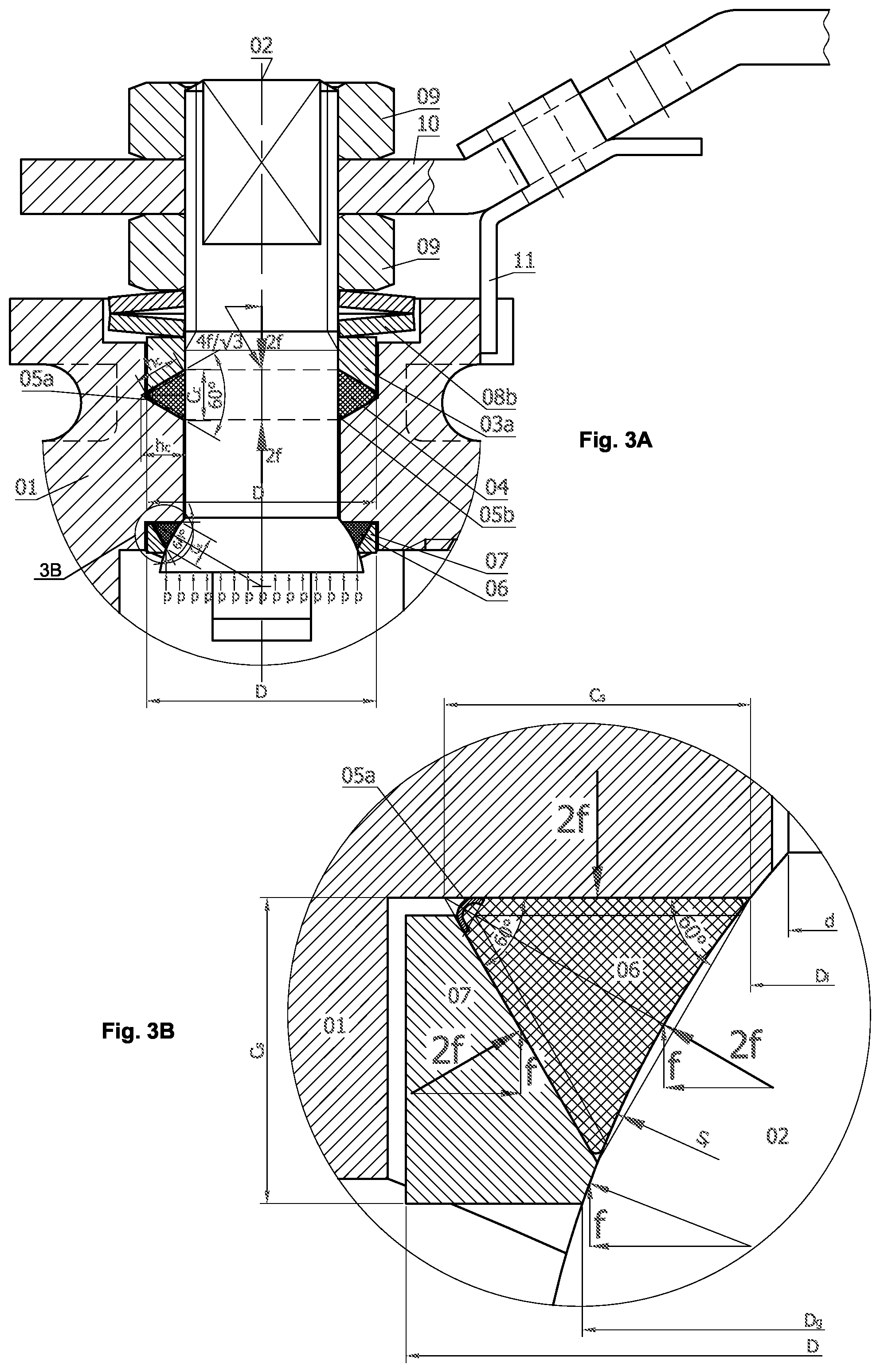 Patent US11841092 Figure 2 – Stem seals with triangular rings