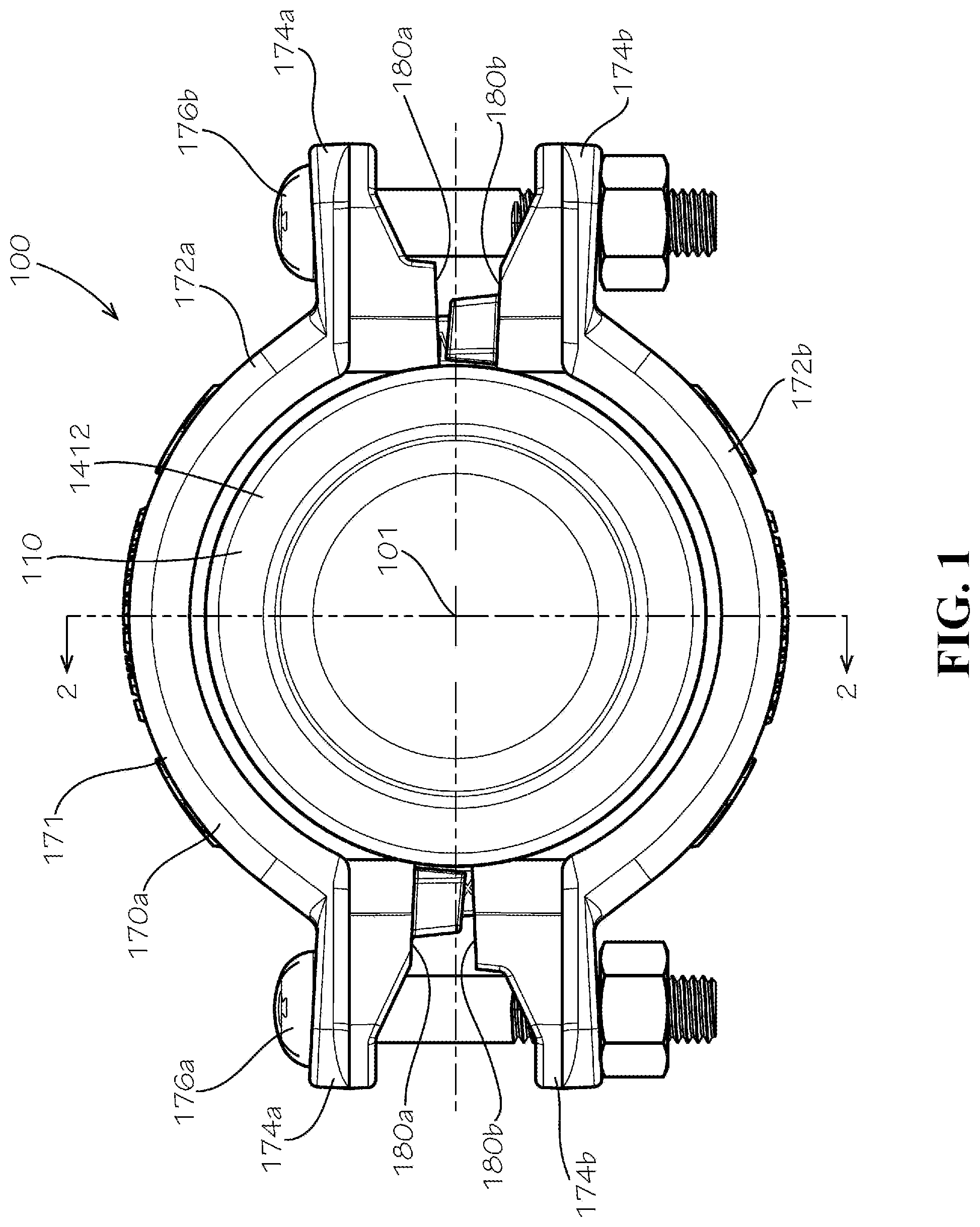 Patent US11841097 Figure 1 – Pre-assembled coupling assemblies with pipe fitting