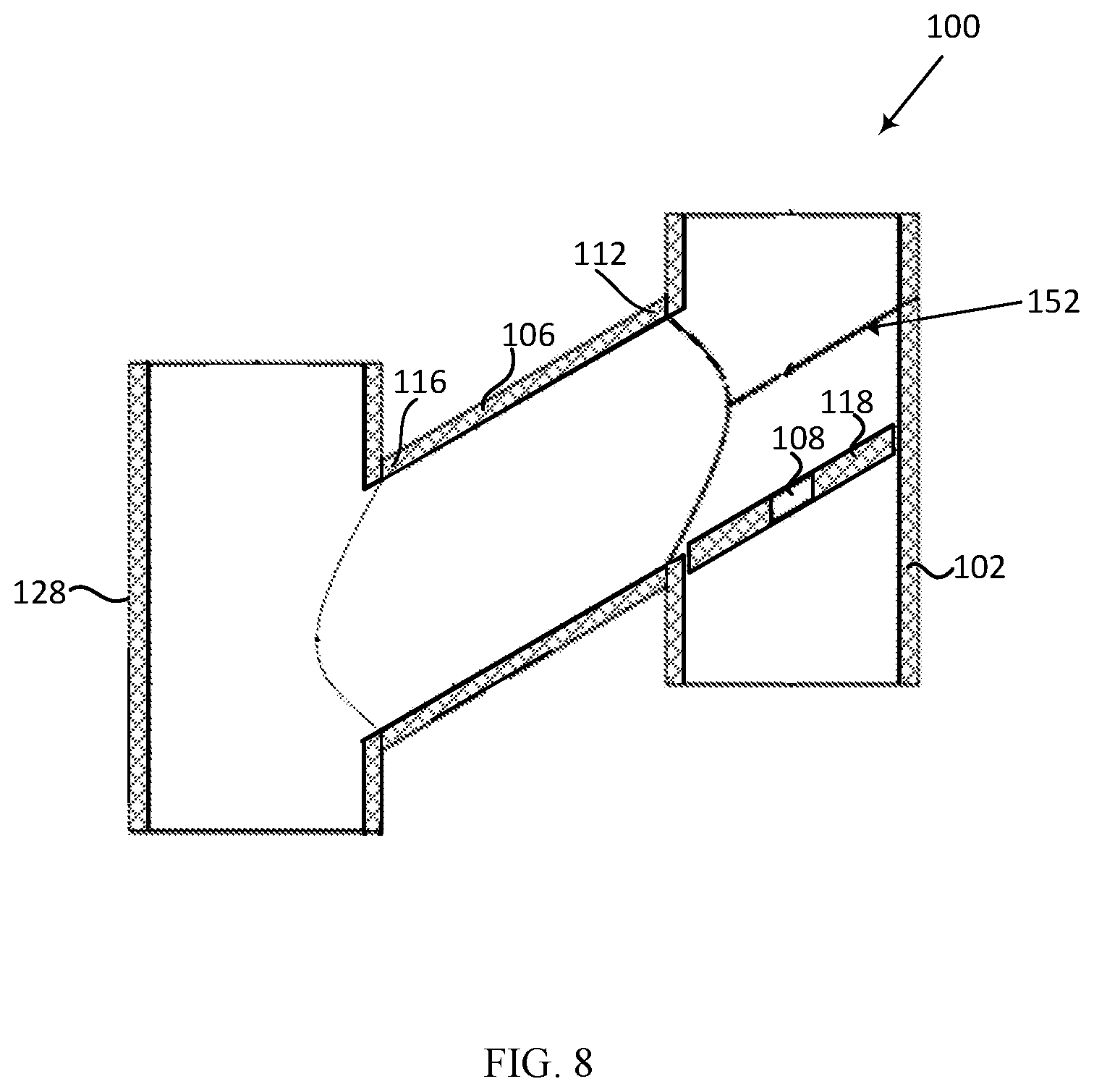 Patent US11841103 Figure 8 – Pipe assembly having an angled plate and fabrication methods