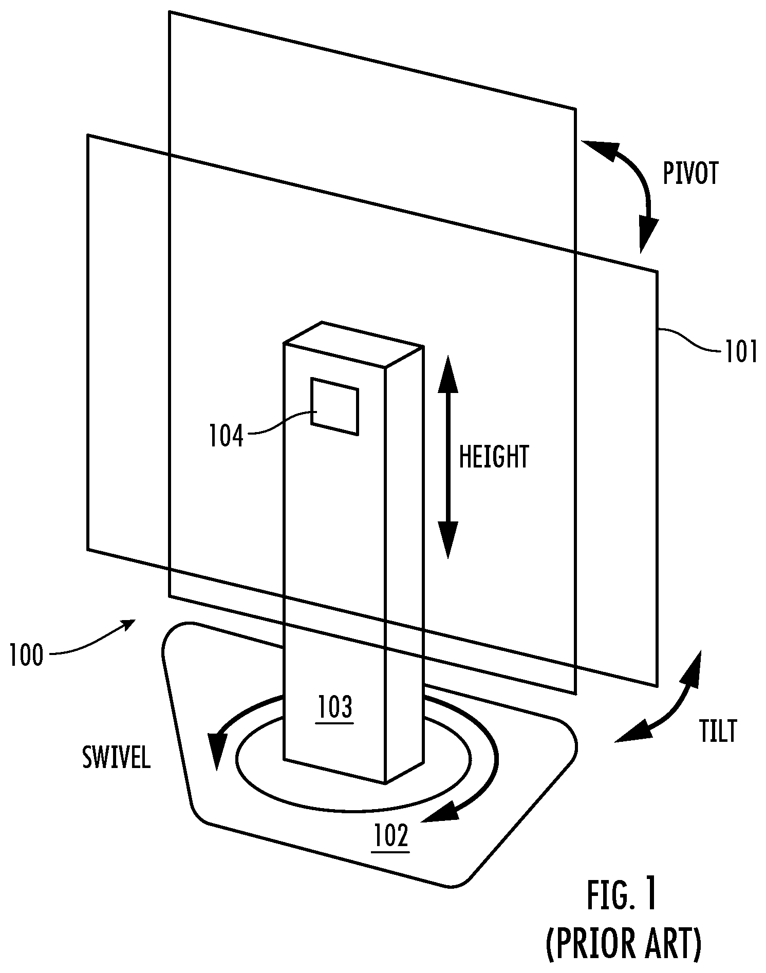 Patent US11841107 Figure 1 – Rotating joint for crossbar leveling adjustment
