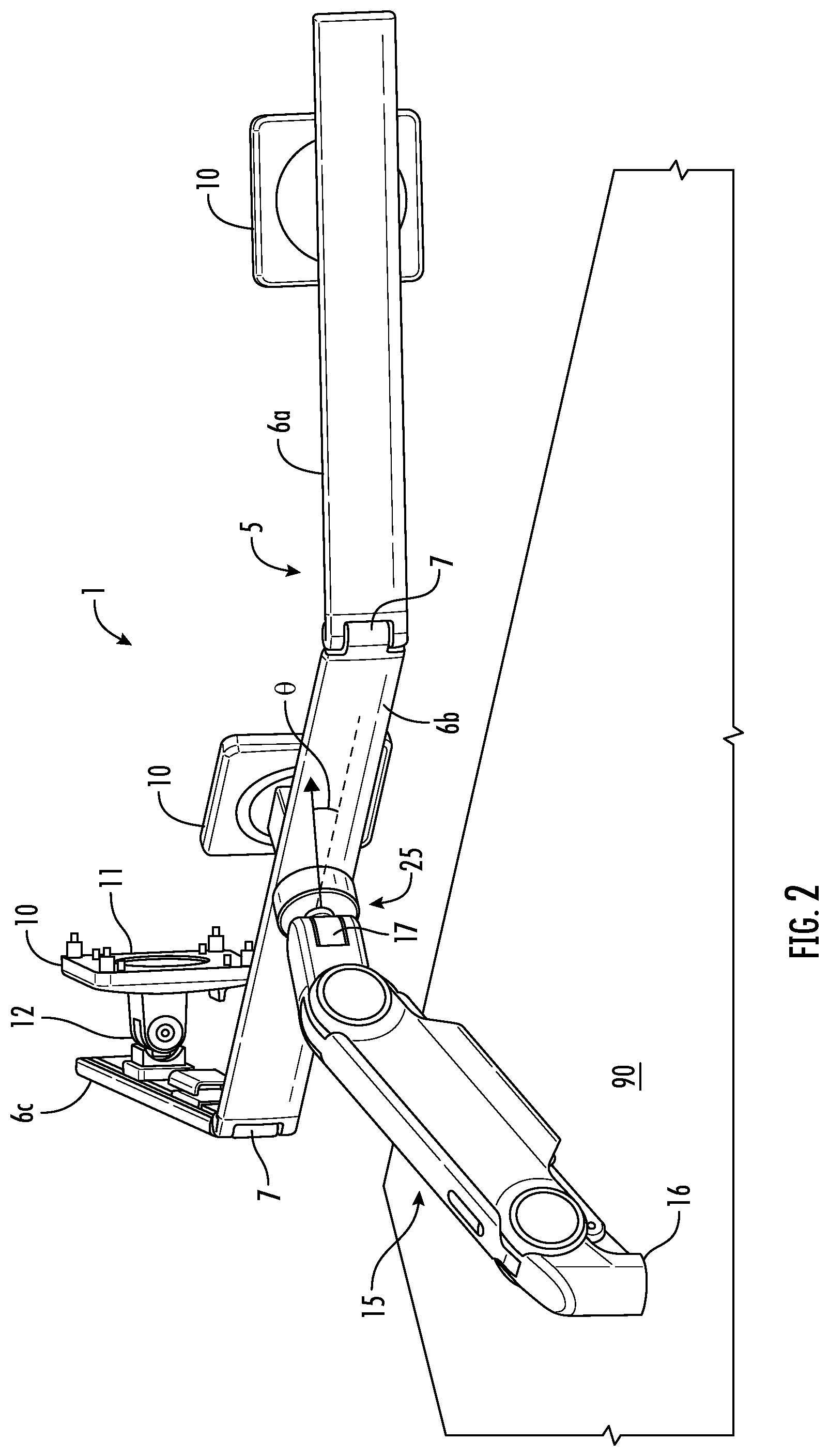 Patent US11841107 Figure 2 – Rotating joint for crossbar leveling adjustment