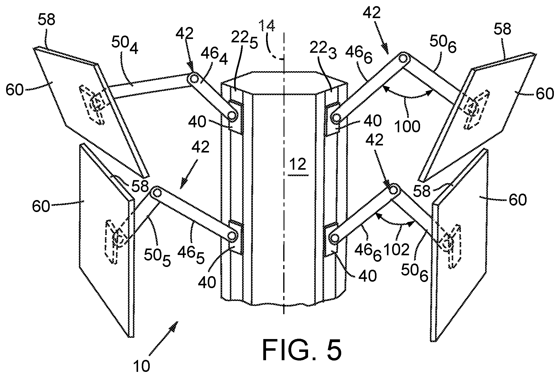 Patent US11841109 Figure 5 – Multi-workstation computer display support structure for reducing EHR-related medical errors occurring during inter-professional patient rounds