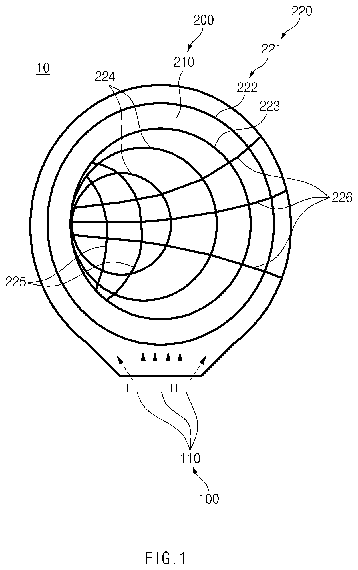 Patent US11841119 Figure 1 – Lamp for vehicle