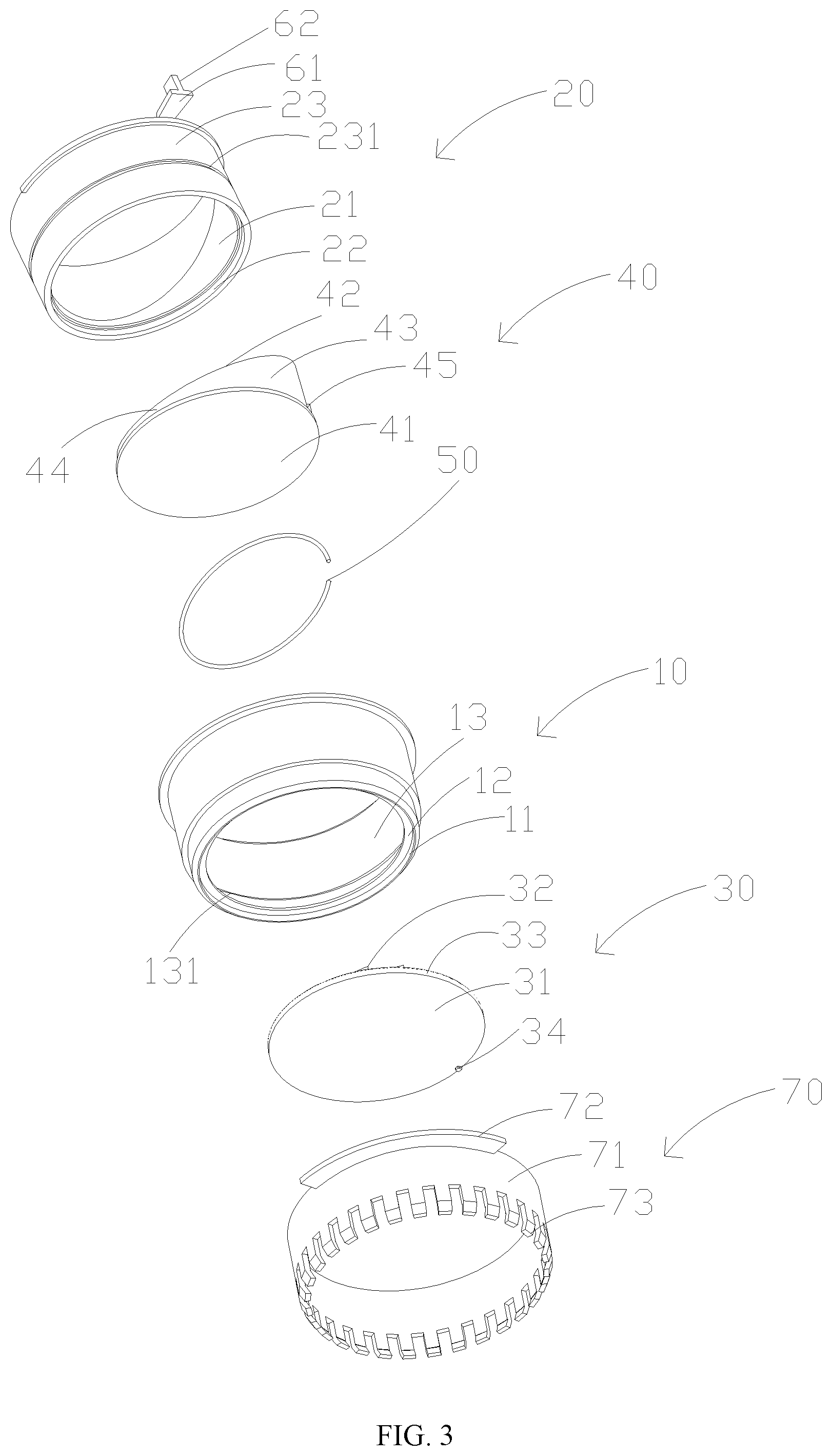 Patent US11841126 Figure 3 – Light distribution assembly and illumination device