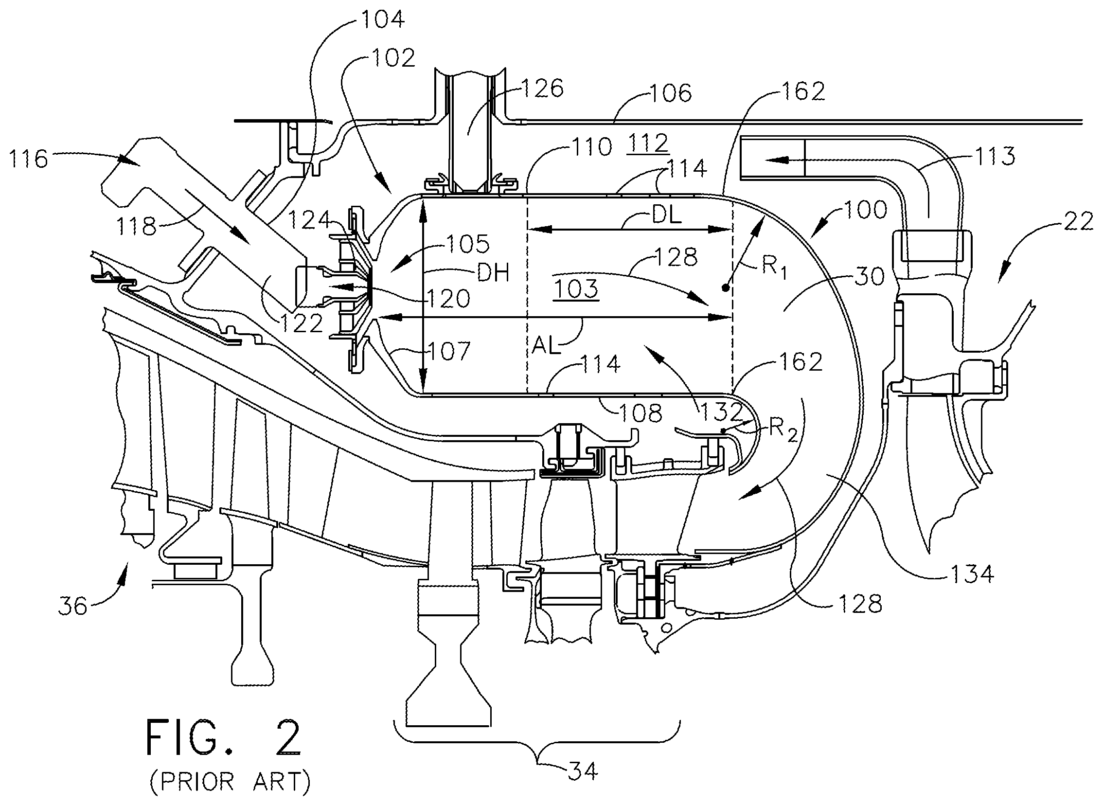 Patent US11841141 Figure 2 – Reverse flow combustor