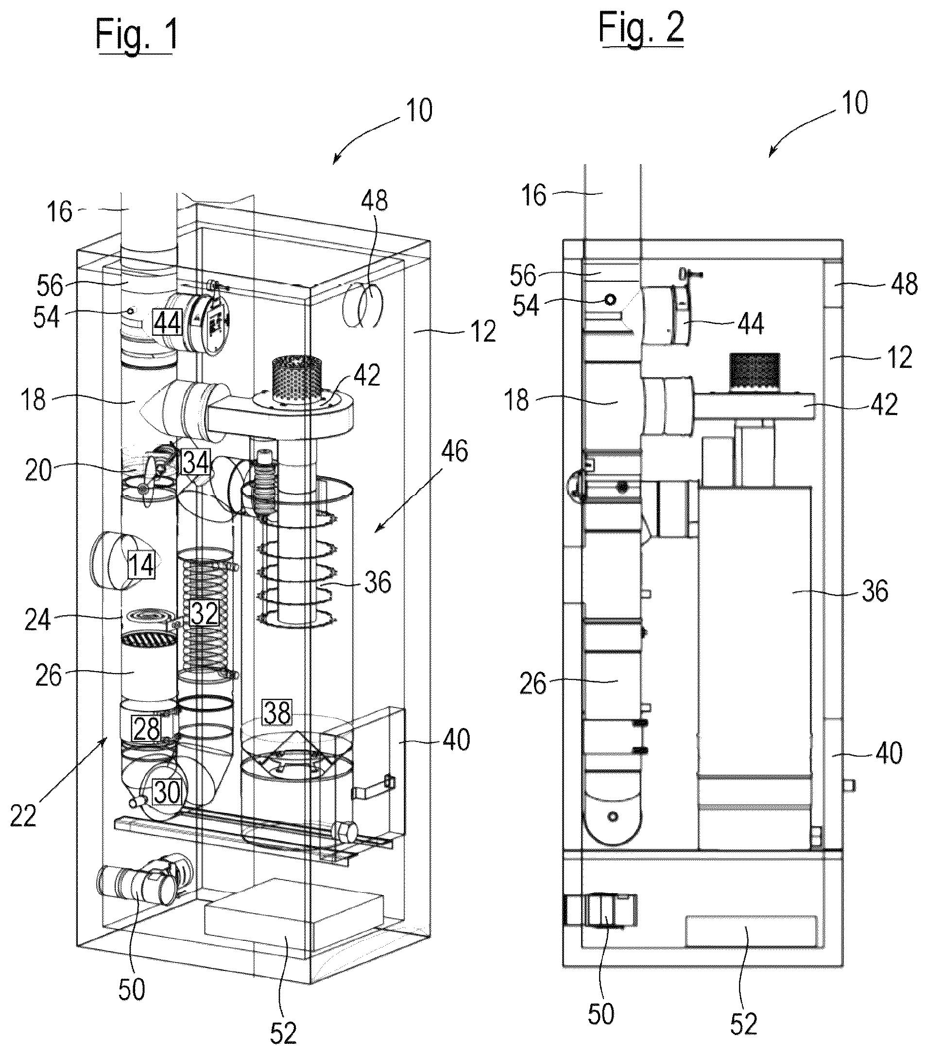 Patent US11841143 Figure 1 – Device for purifying exhaust gases from a fireplace