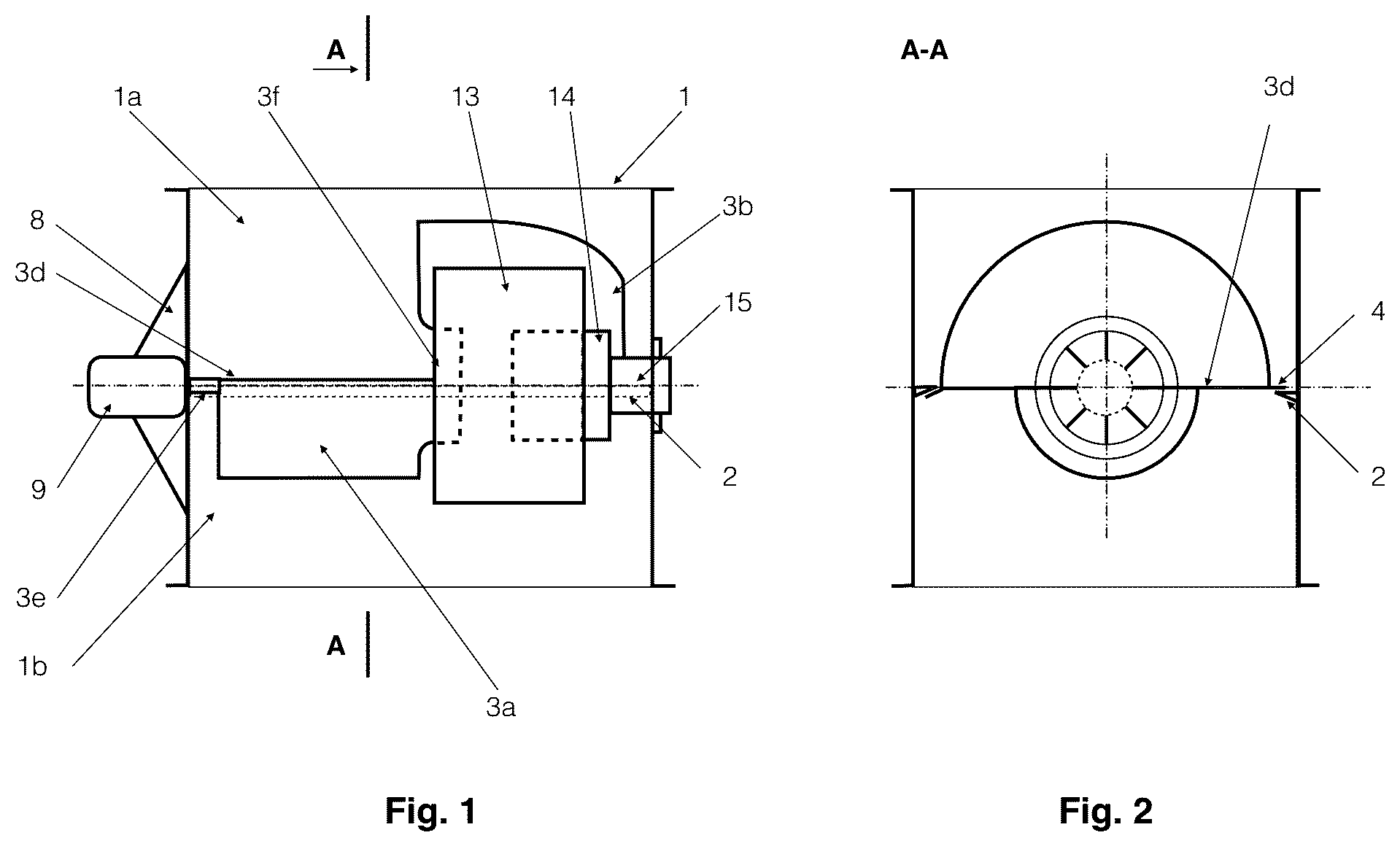Patent US11841161 Figure 1 – Profiled damper and fan for controlling air flow direction in an air duct