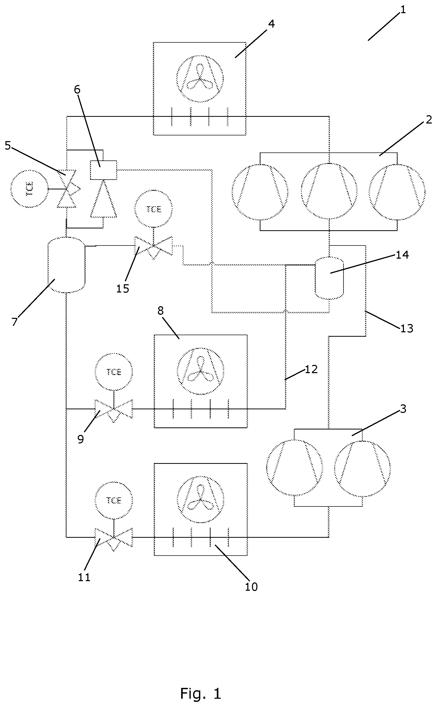 Patent US11841174 Figure 1 – Method for controlling ejector capacity in a vapour compression system