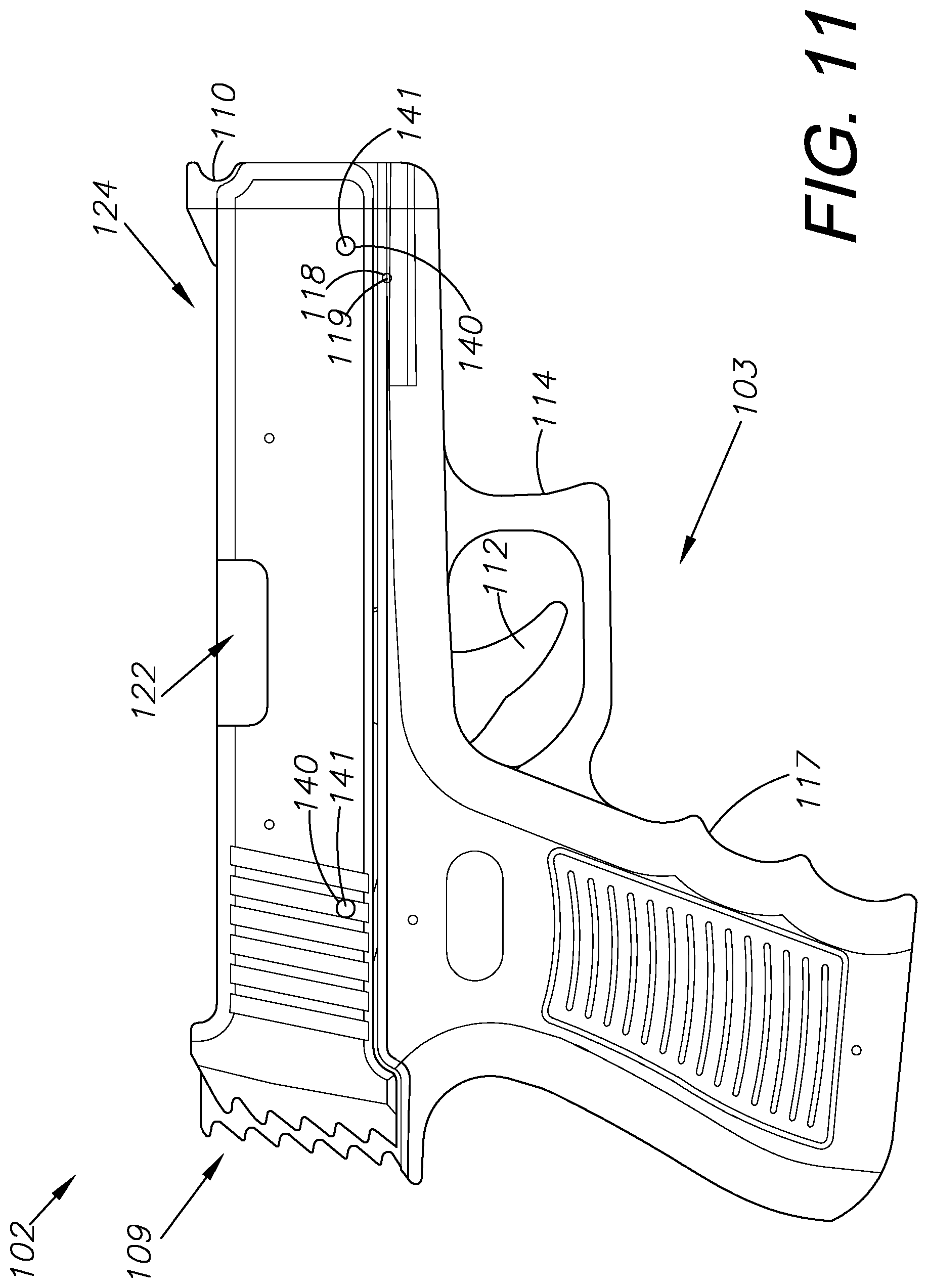 Patent US11841207 Figure 10 – Rubber band gun, method of use, and method of assembly