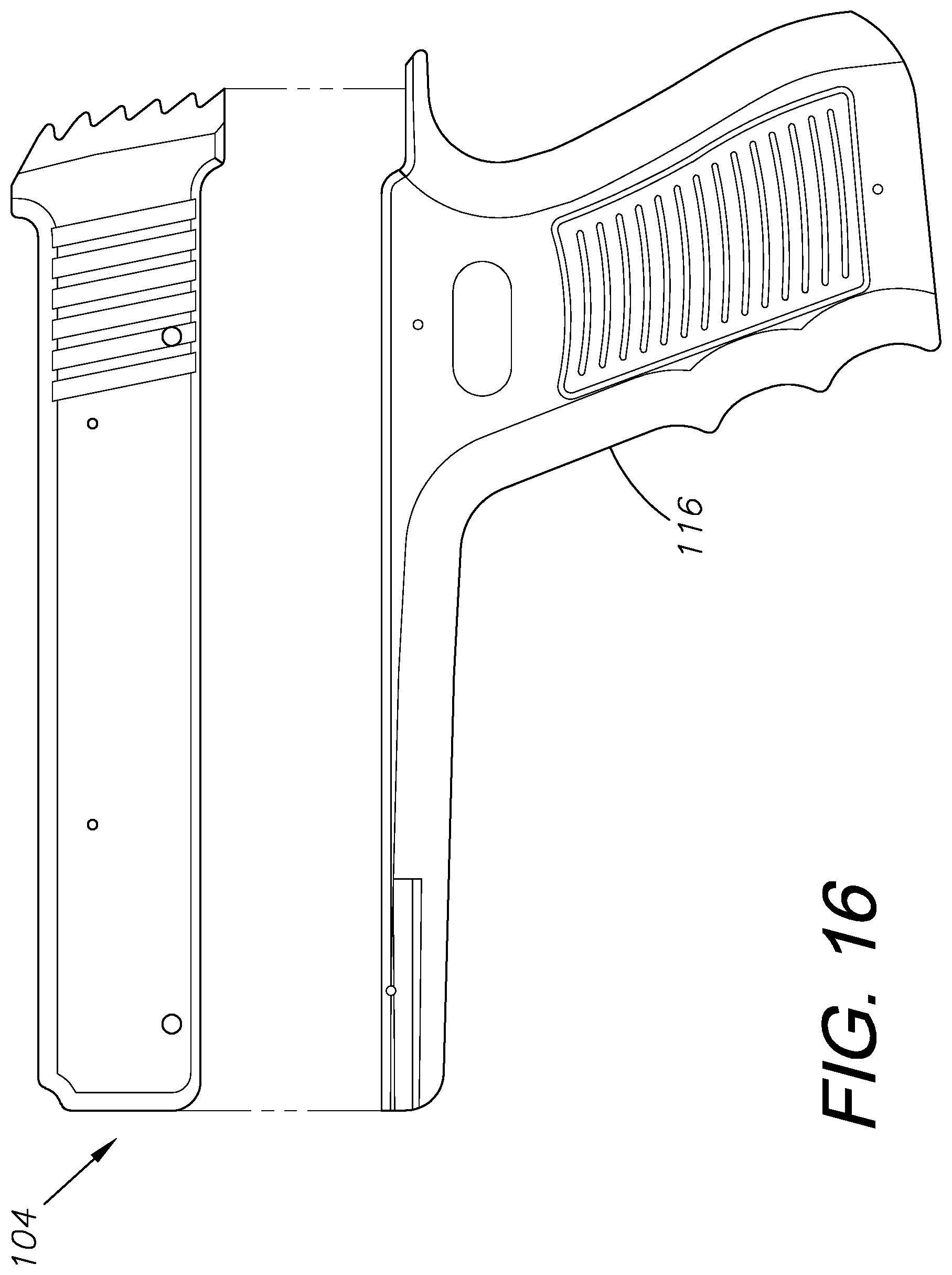 Patent US11841207 Figure 16 – Rubber band gun, method of use, and method of assembly