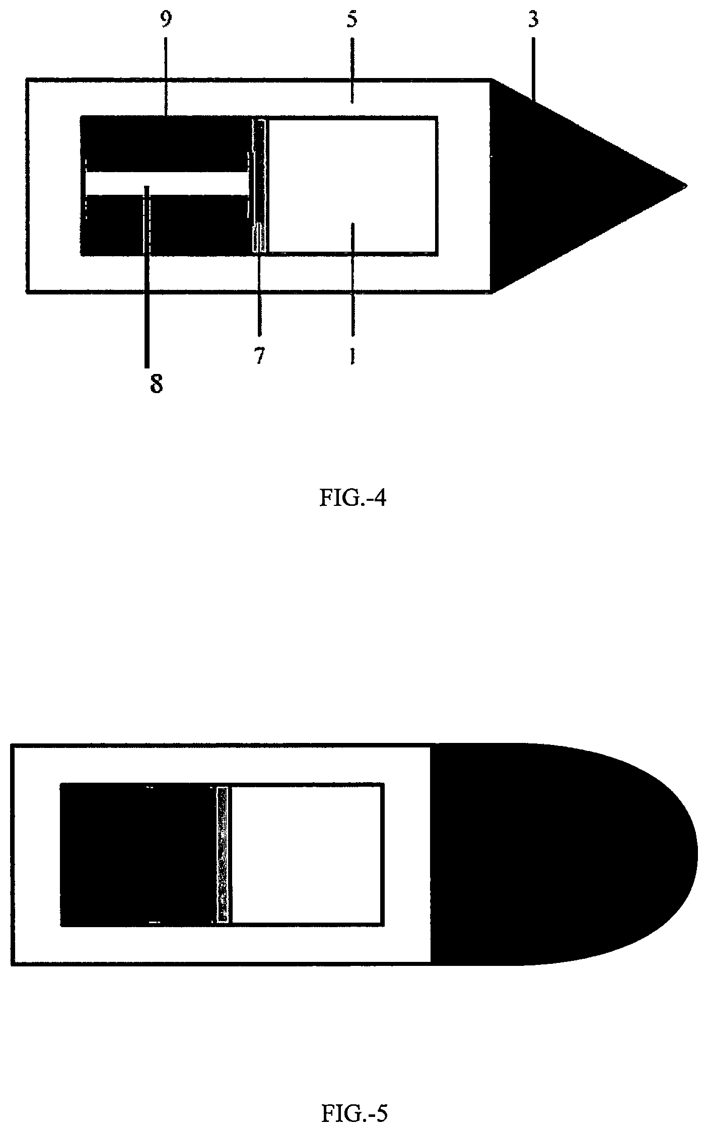 Patent US11841214 Figure 3 – Bullet projectile with internal hammer and post for enhanced mechanical shock wave delivery for demolition